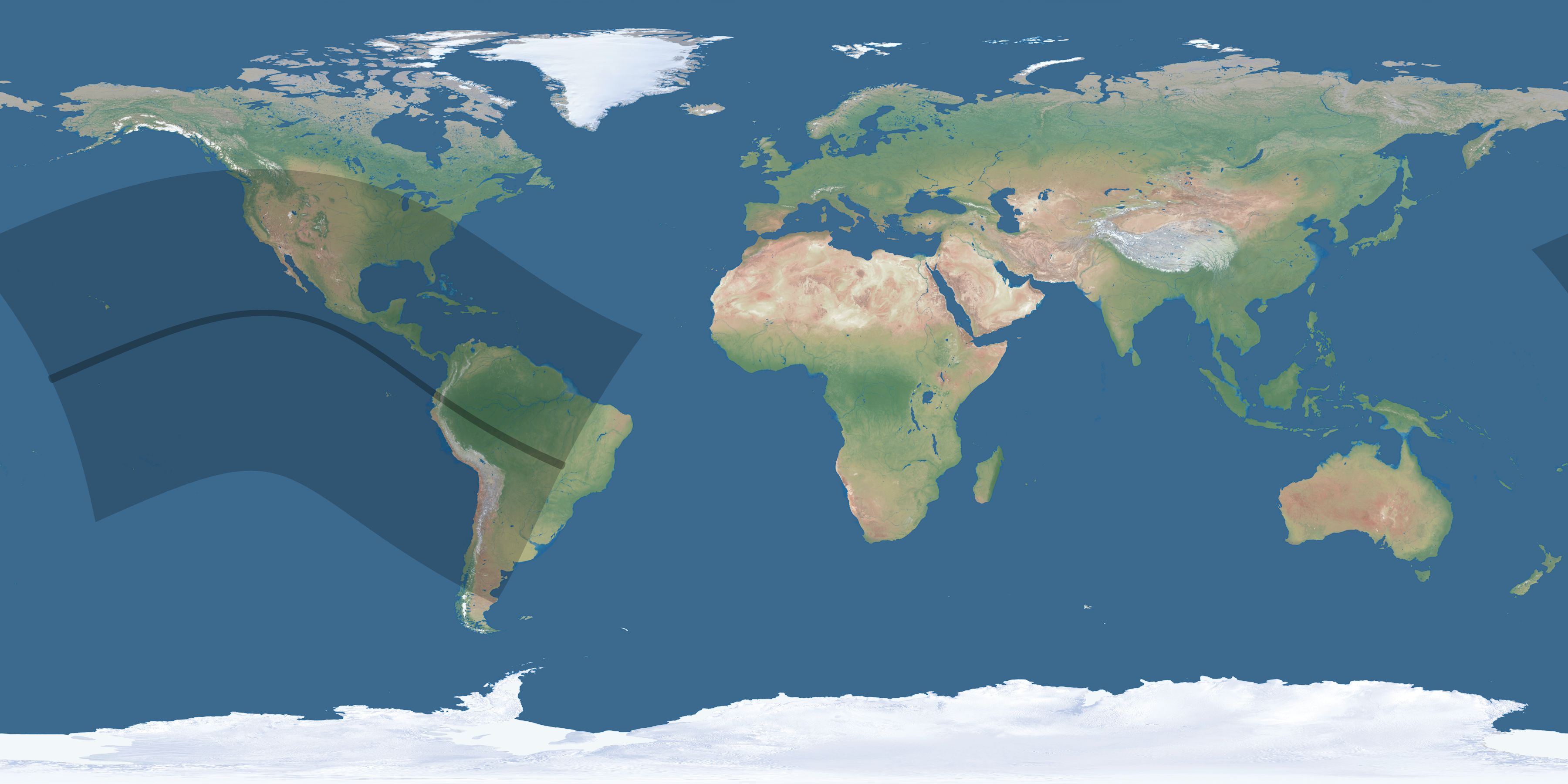 Map of the umbra and penumbra path of the solar eclipse of 06/25/1340
