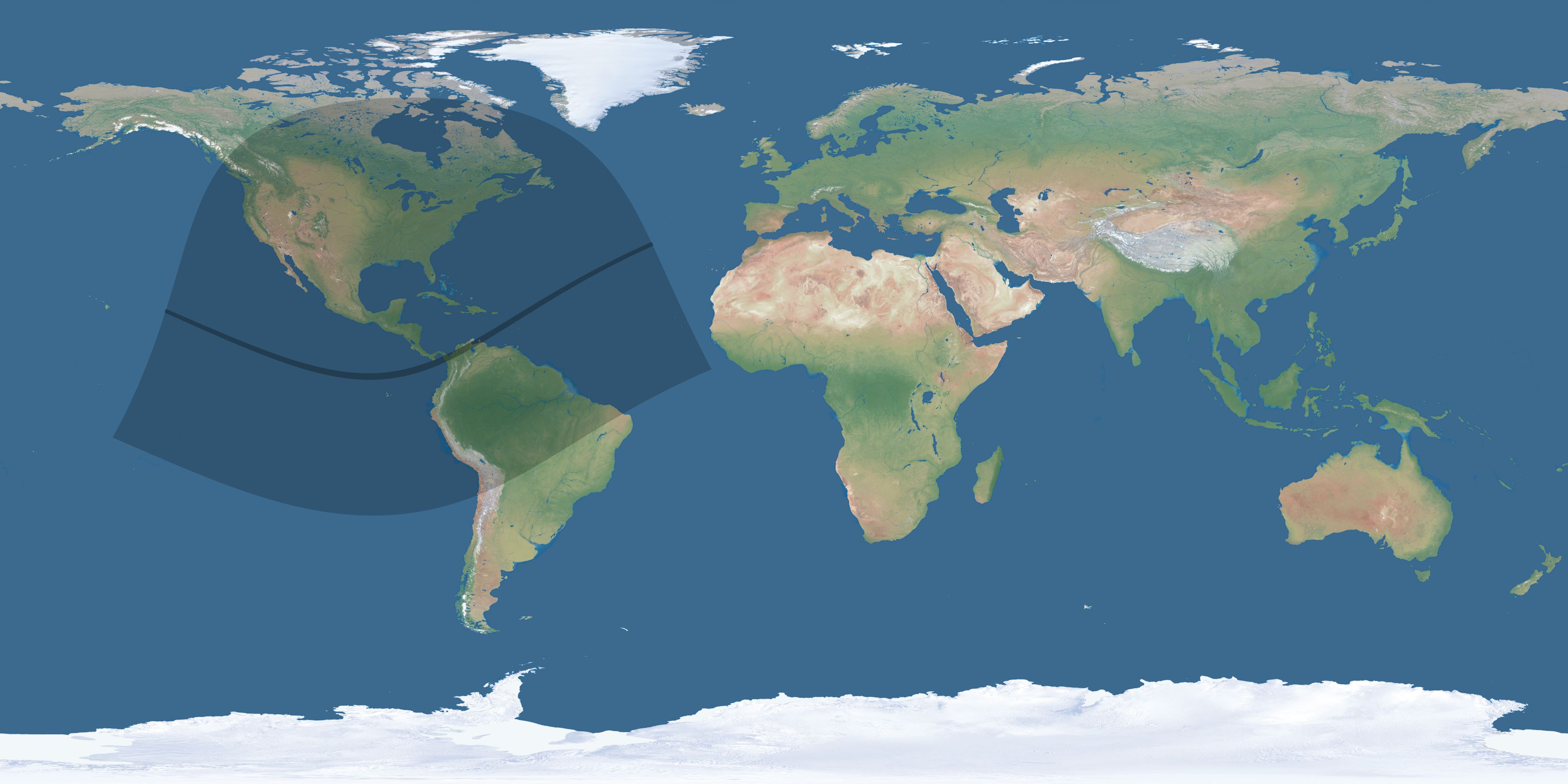 Map of the umbra and penumbra path of the solar eclipse of 12/19/1340