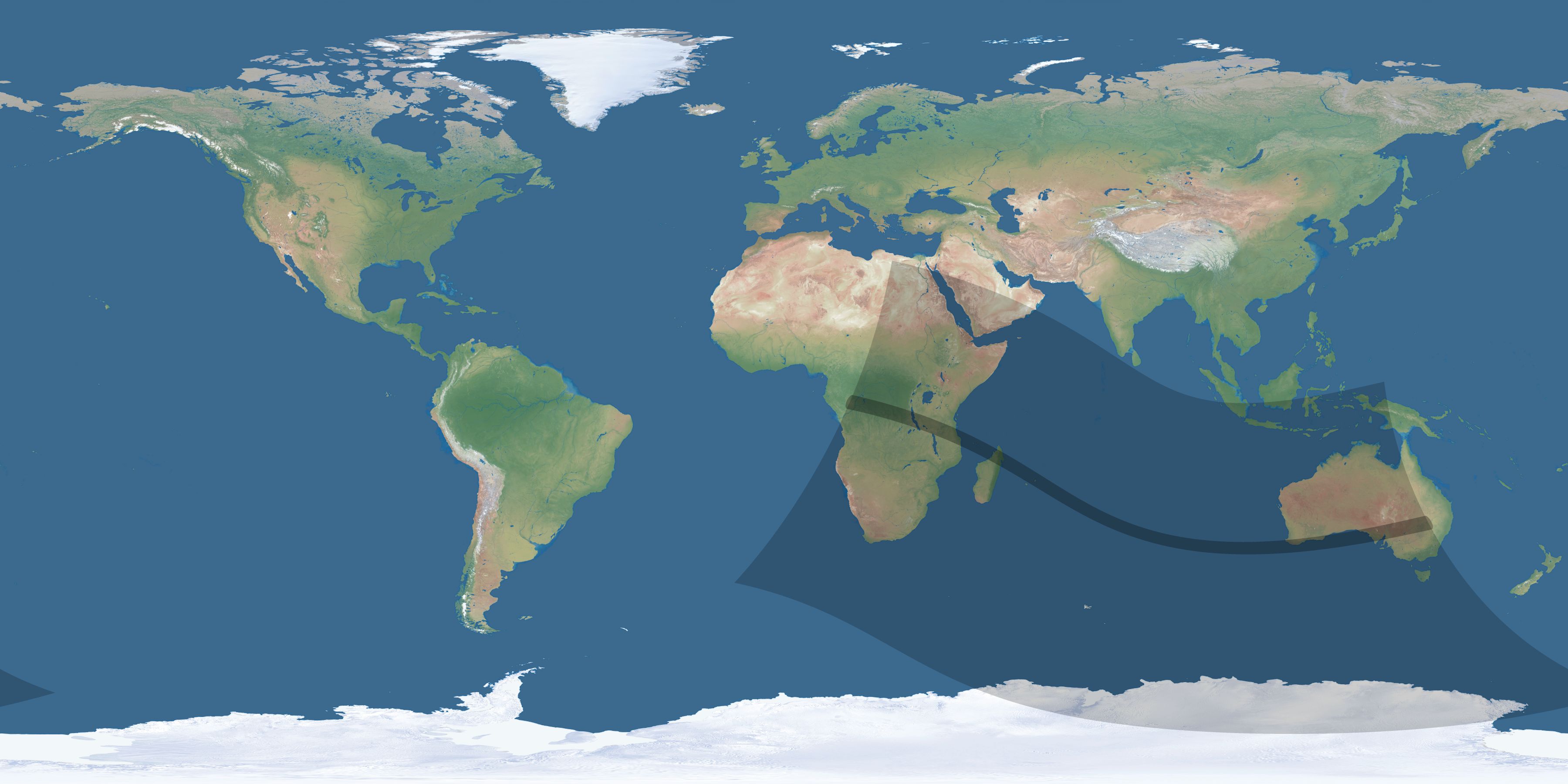 Map of the umbra and penumbra path of the solar eclipse of 10/19/1343