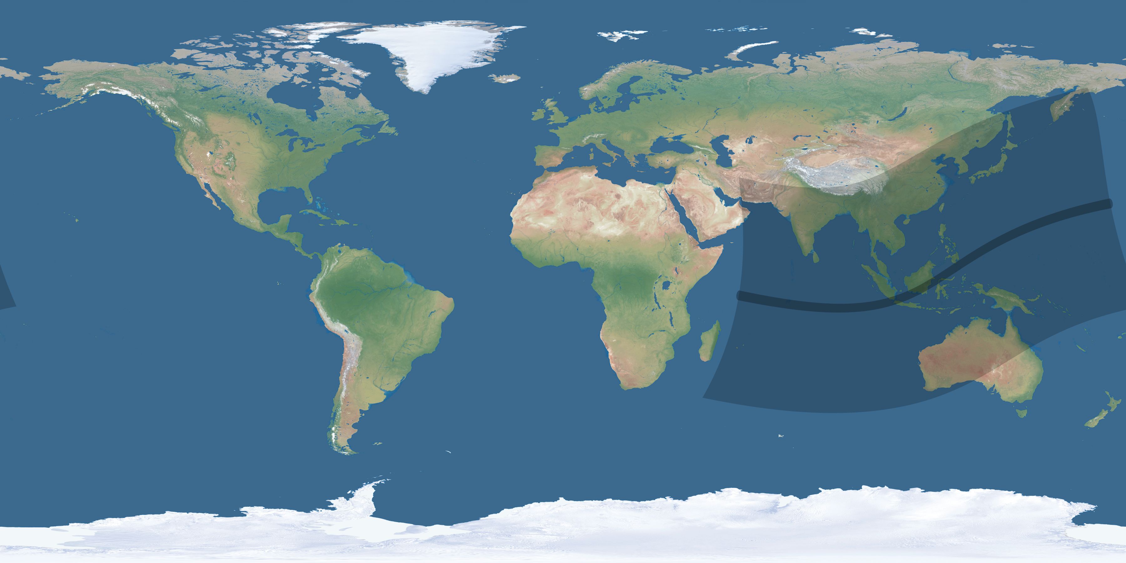 Map of the umbra and penumbra path of the solar eclipse of 02/11/1347