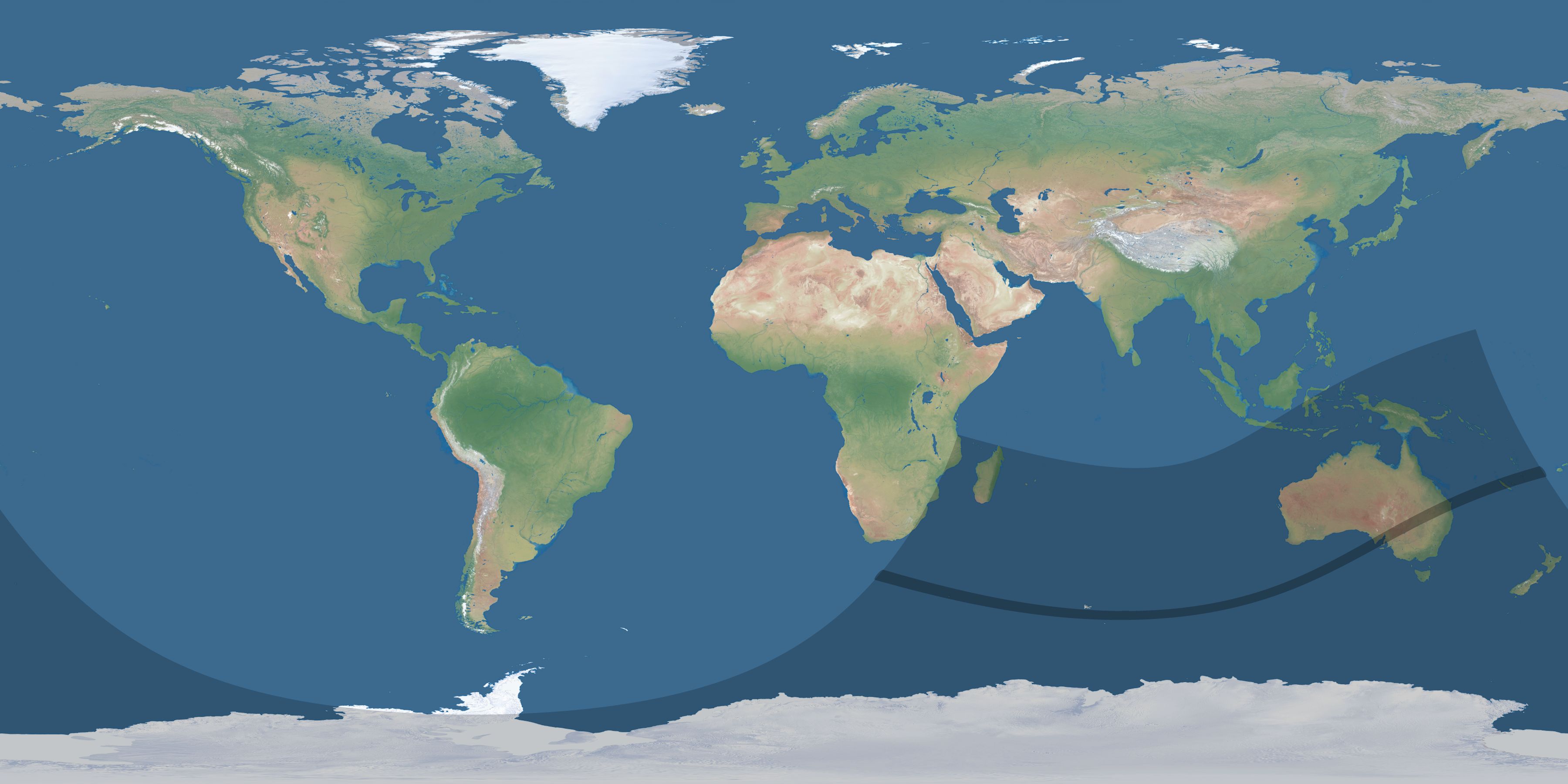 Map of the umbra and penumbra path of the solar eclipse of 01/31/1348