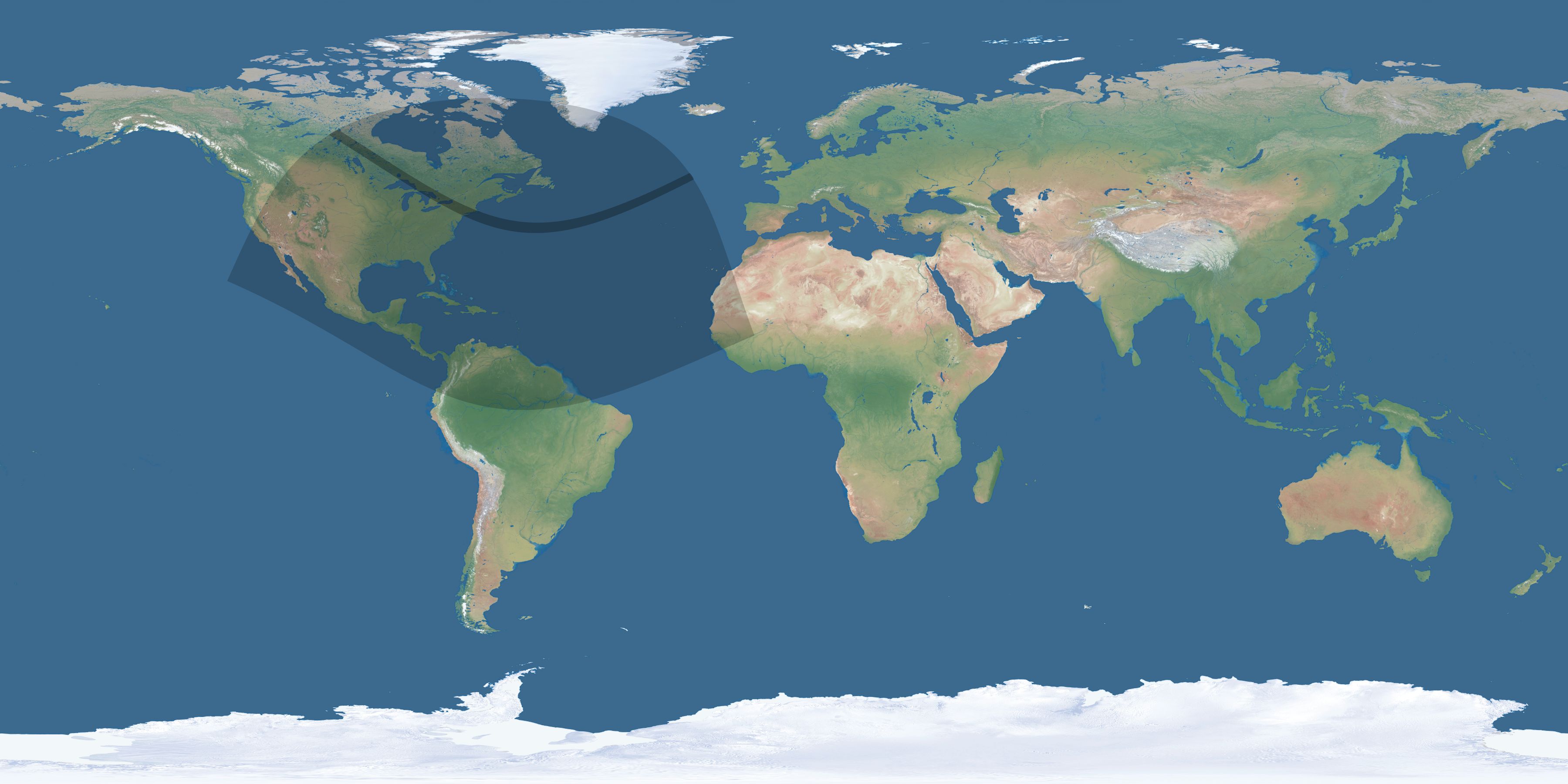 Map of the umbra and penumbra path of the solar eclipse of 12/10/1349