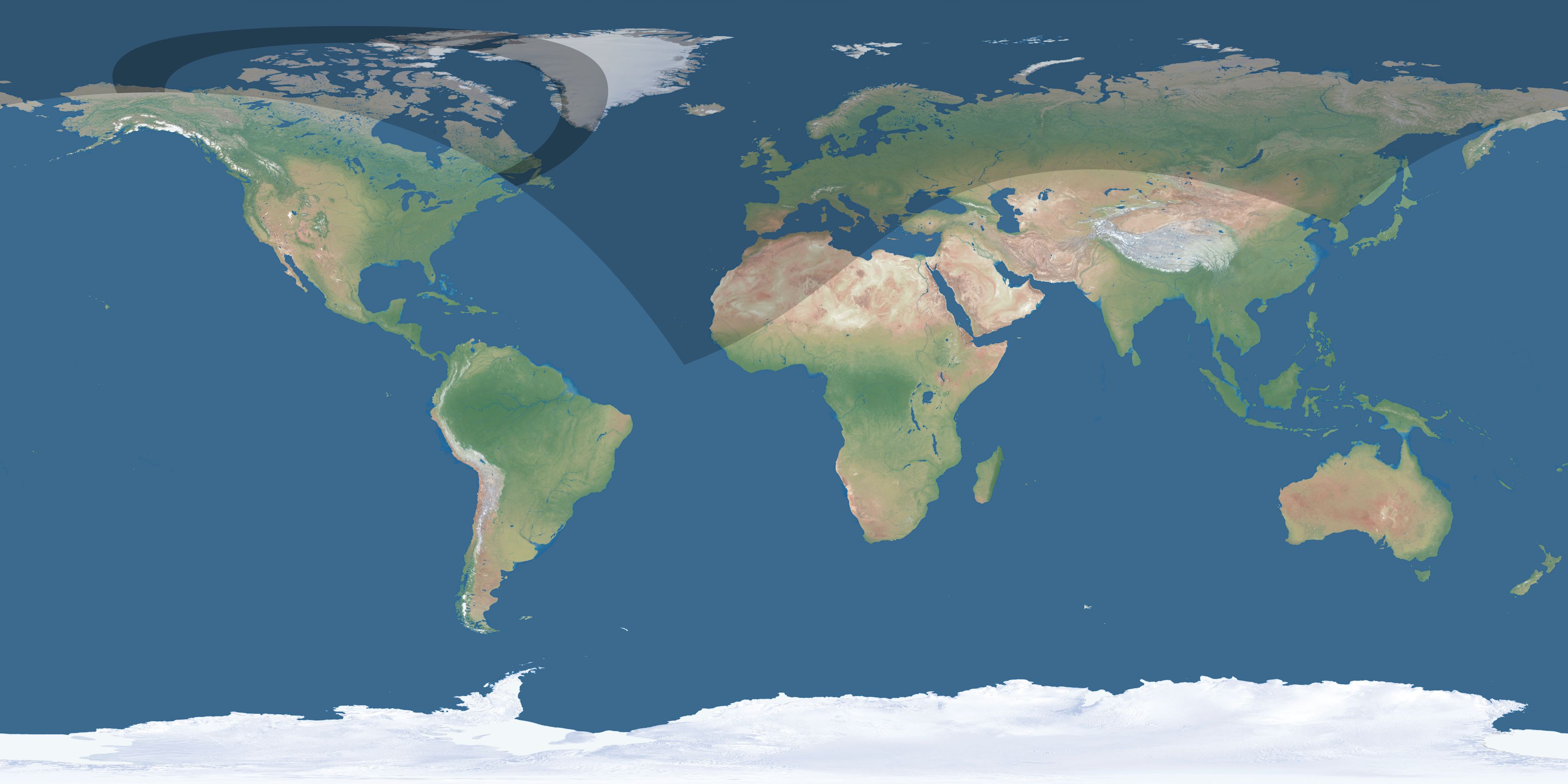 Map of the umbra and penumbra path of the solar eclipse of 05/14/1352