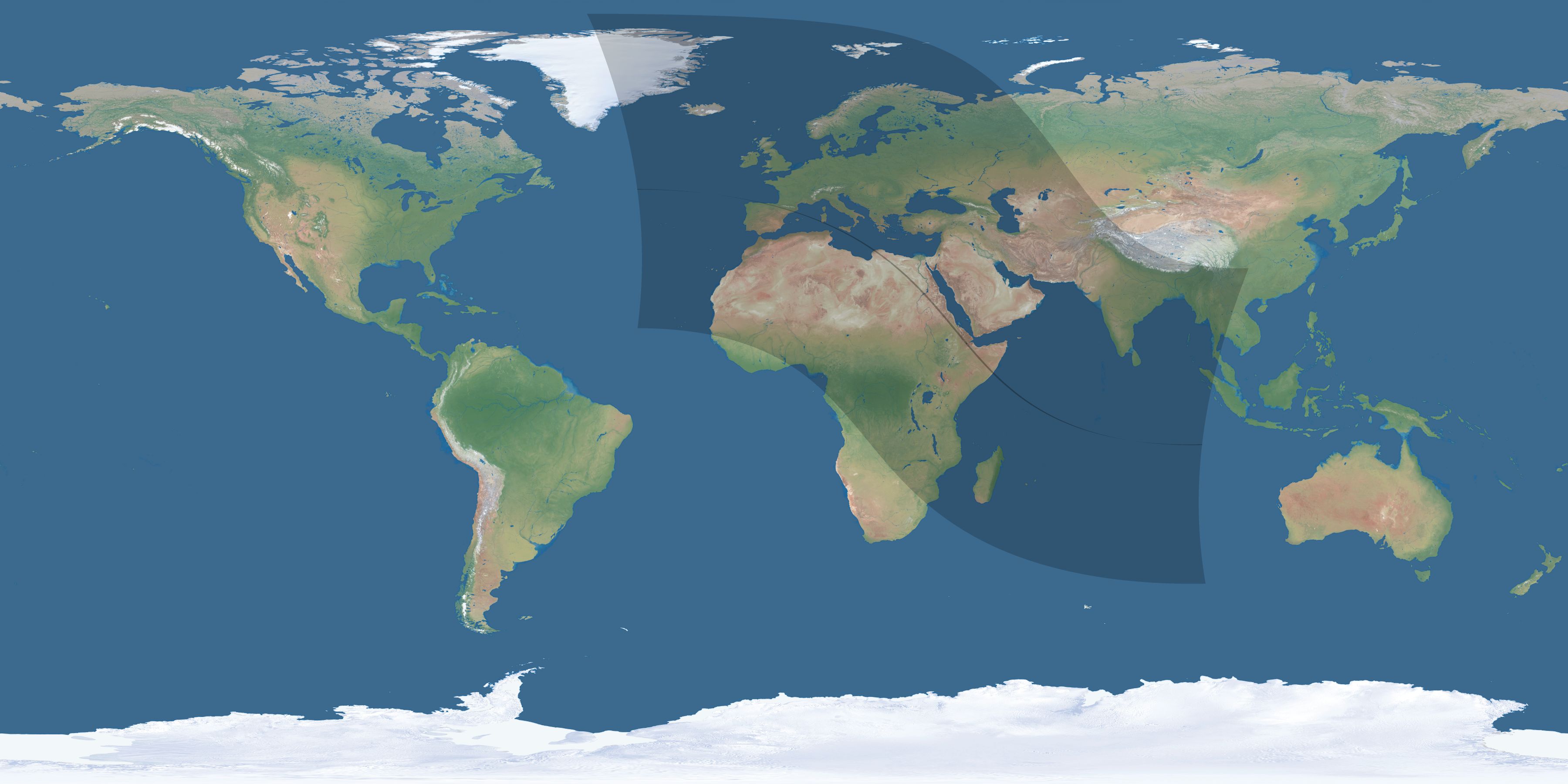 Map of the umbra and penumbra path of the solar eclipse of 09/17/1354