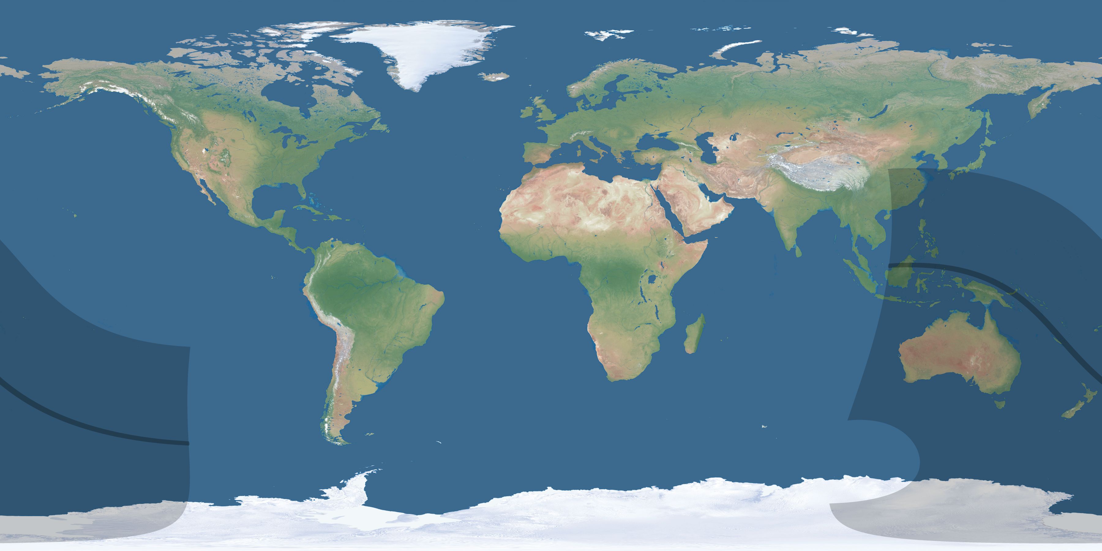 Map of the umbra and penumbra path of the solar eclipse of 09/07/1355