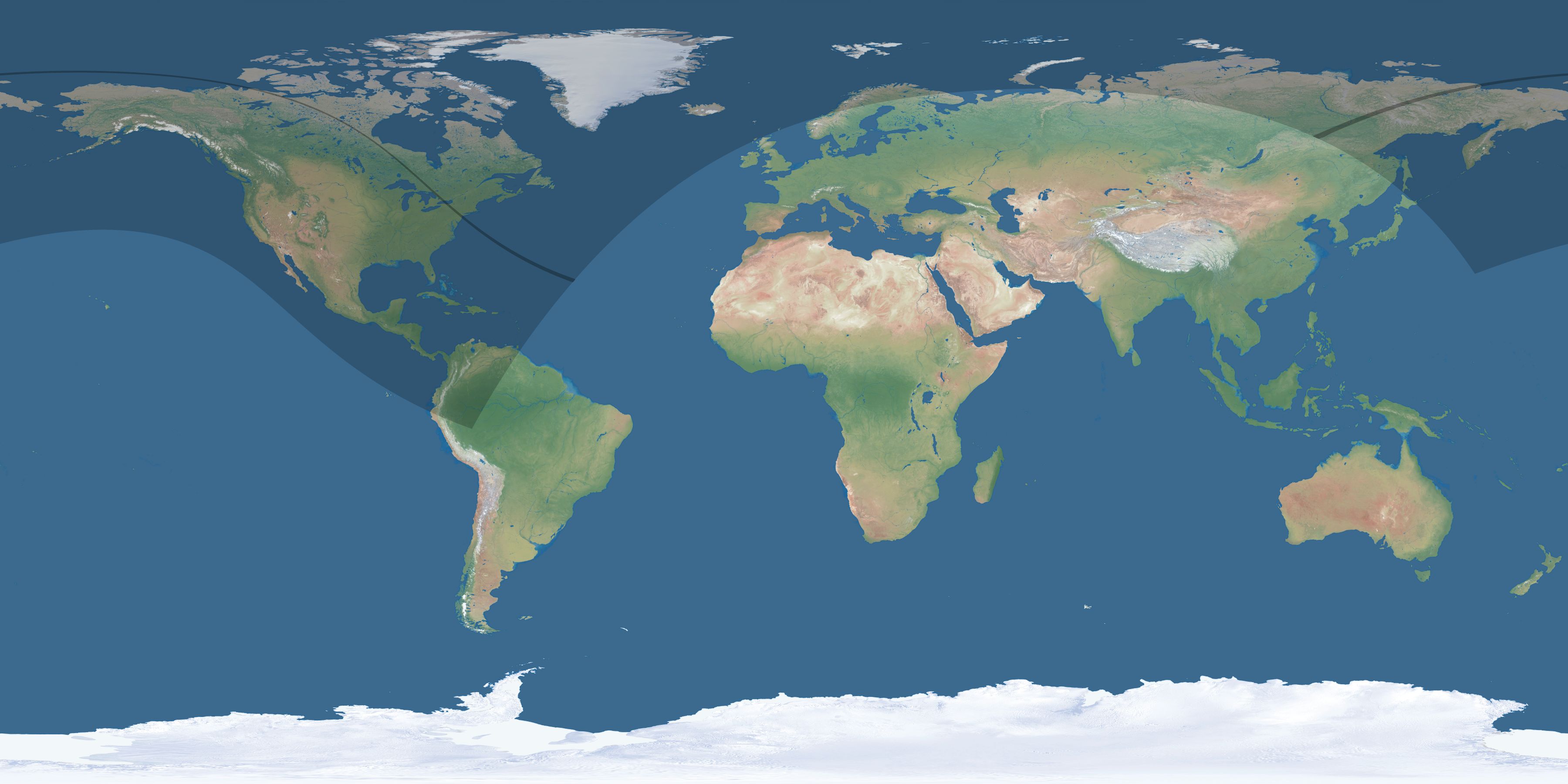 Map of the umbra and penumbra path of the solar eclipse of 07/17/1357