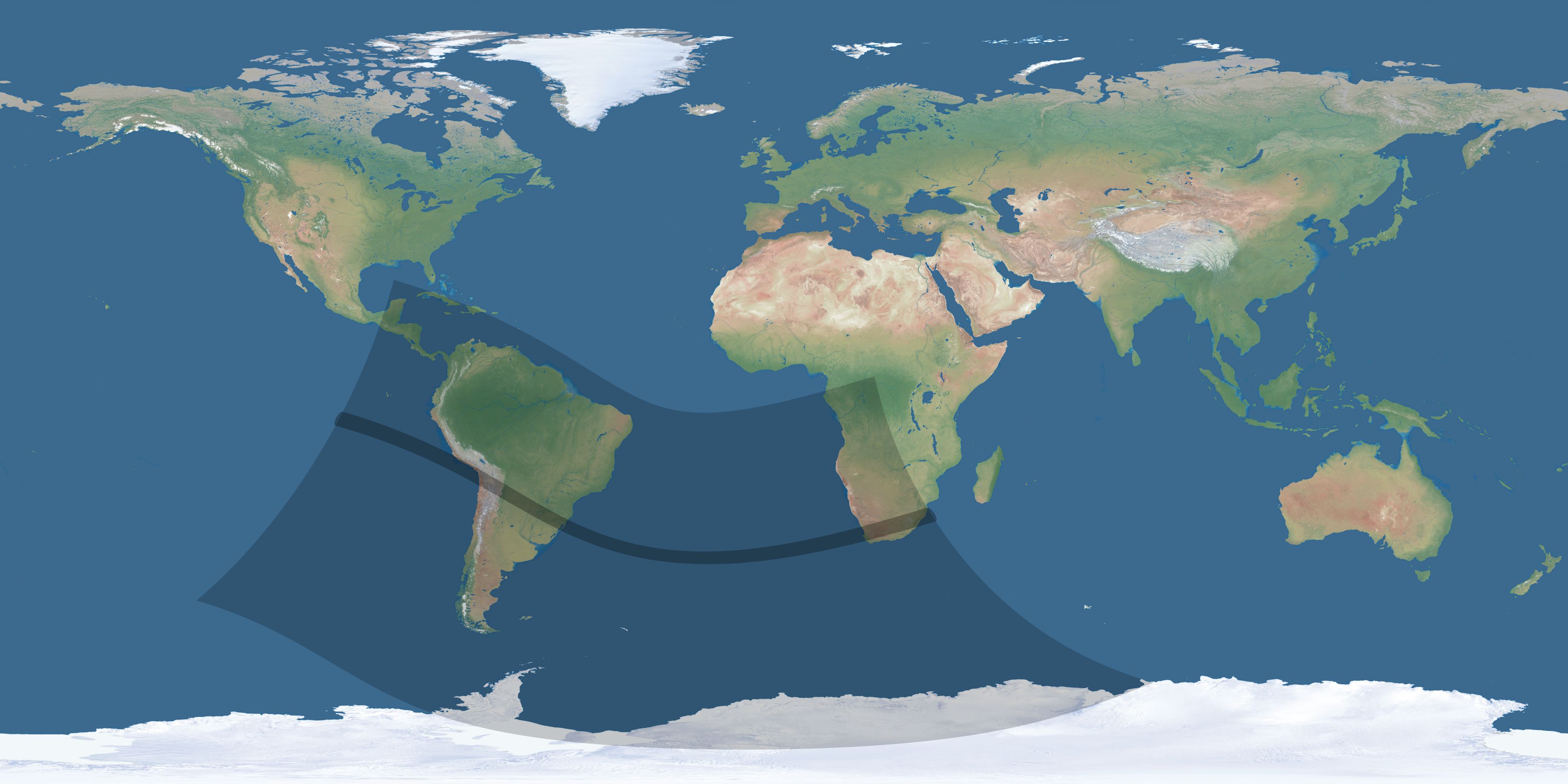 Map of the umbra and penumbra path of the solar eclipse of 10/29/1361