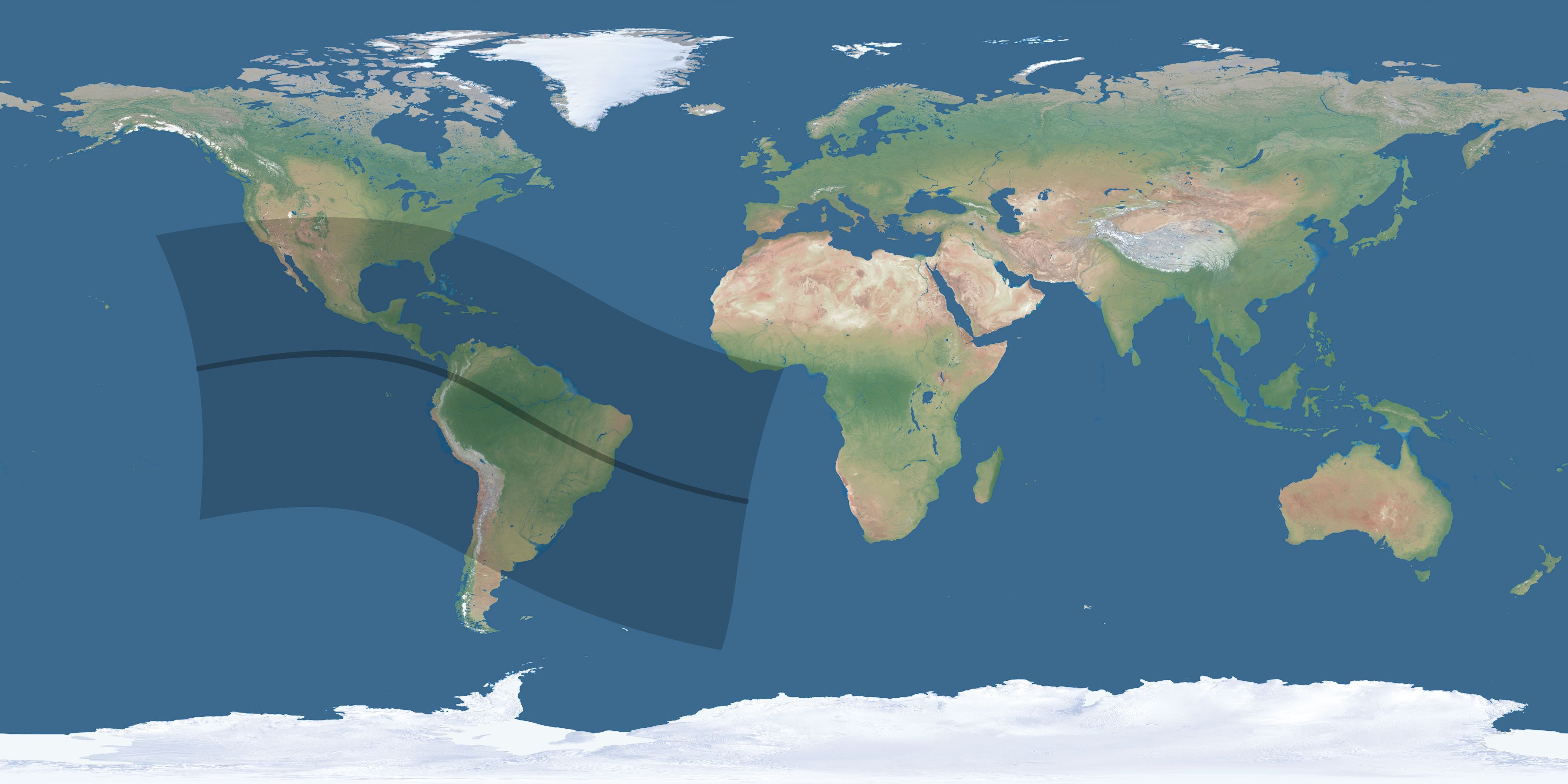 Map of the umbra and penumbra path of the solar eclipse of 08/17/1365