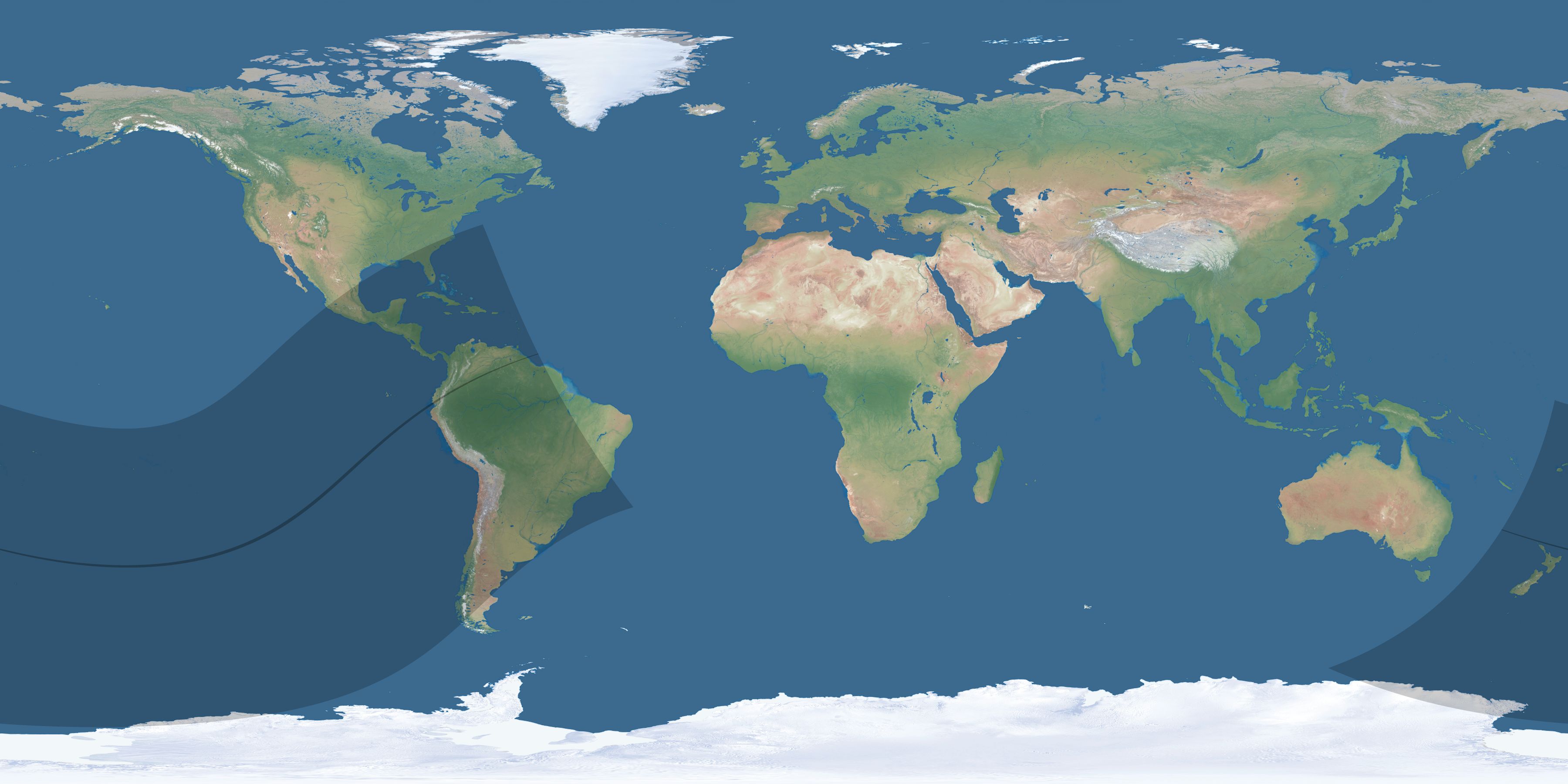 Map of the umbra and penumbra path of the solar eclipse of 01/21/1376