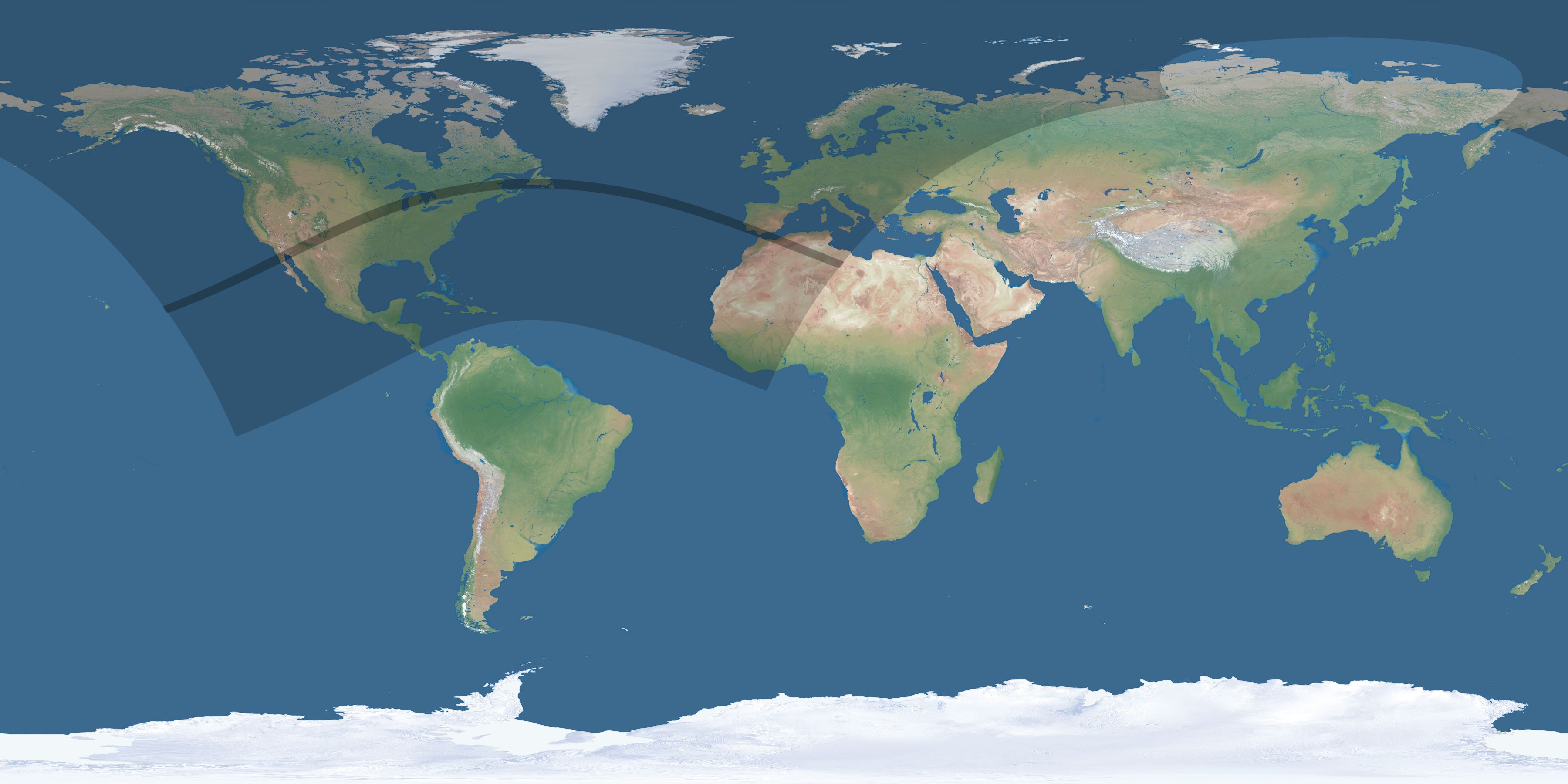 Map of the umbra and penumbra path of the solar eclipse of 05/16/1379