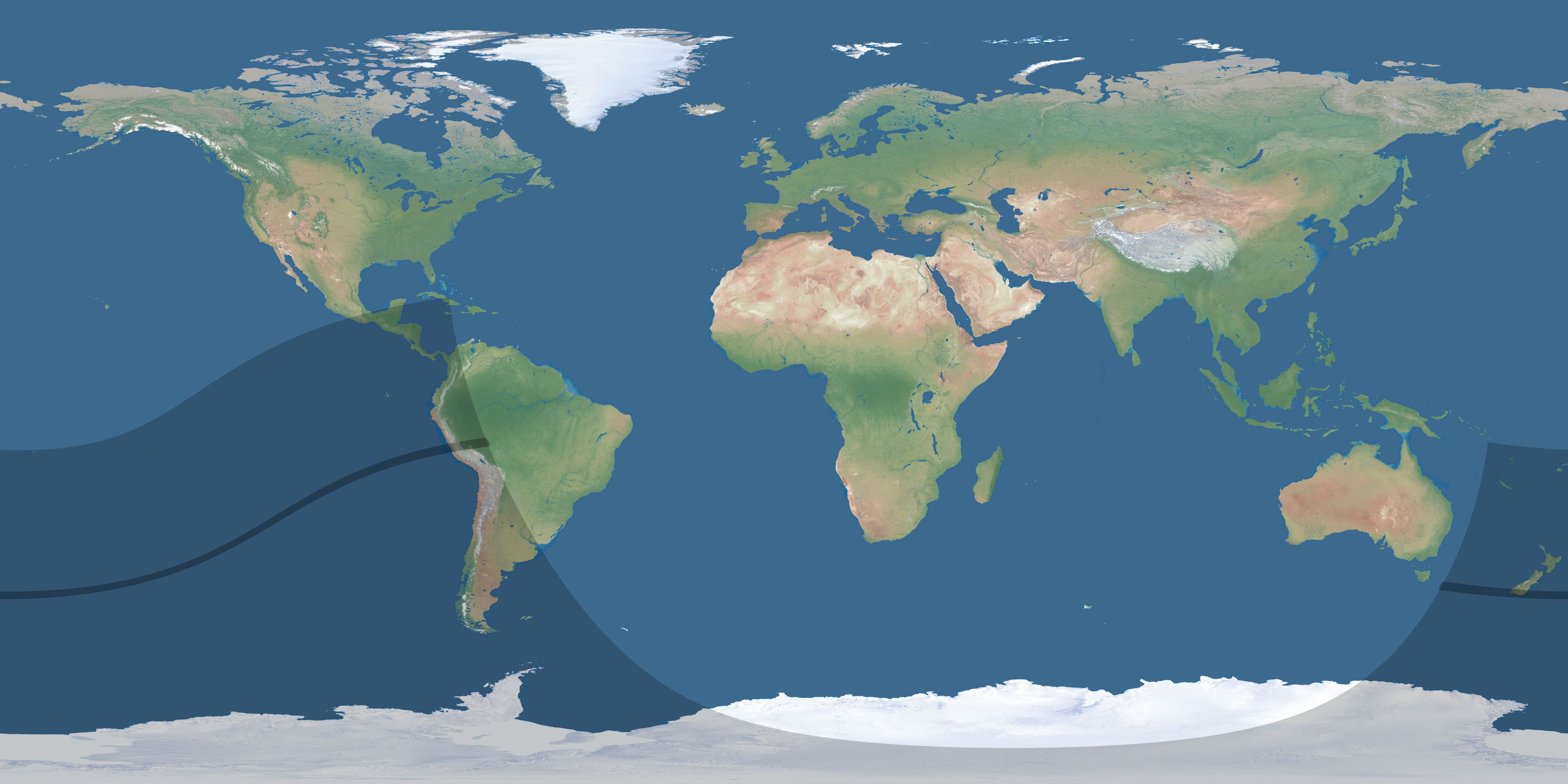 Map of the umbra and penumbra path of the solar eclipse of 02/21/1384