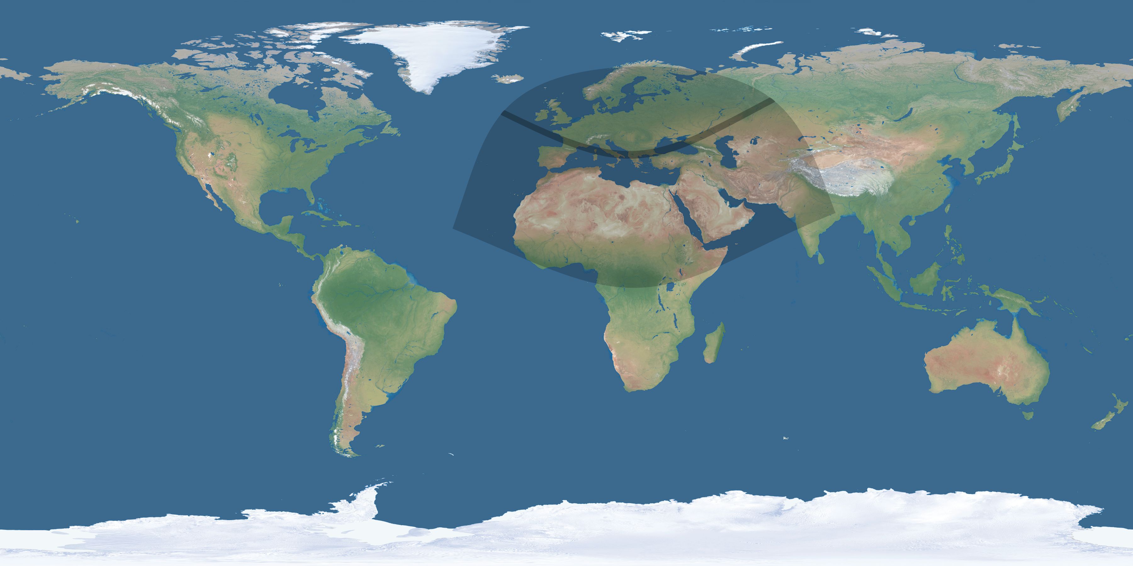 Map of the umbra and penumbra path of the solar eclipse of 01/01/1386