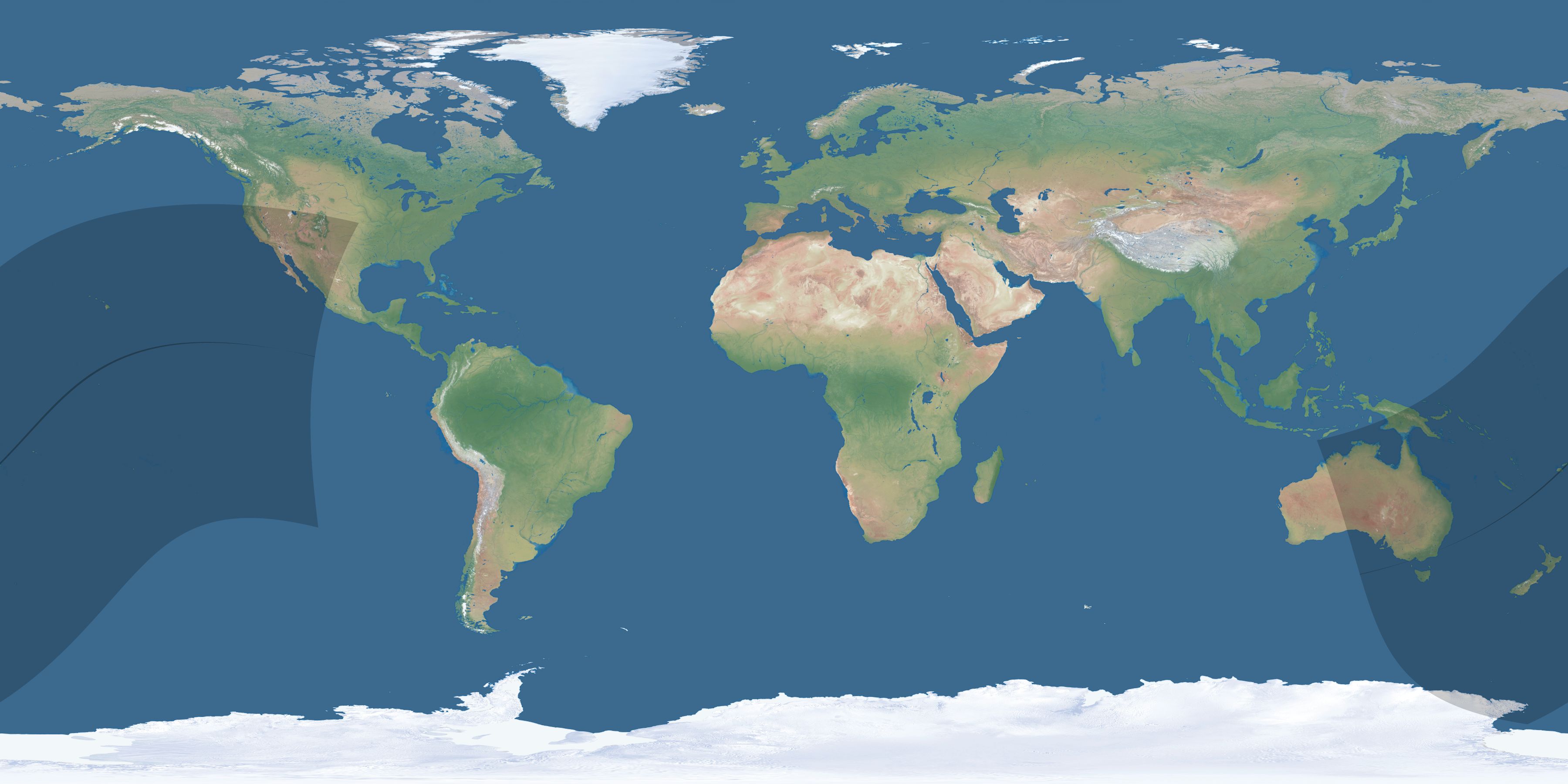 Map of the umbra and penumbra path of the solar eclipse of 04/15/1390