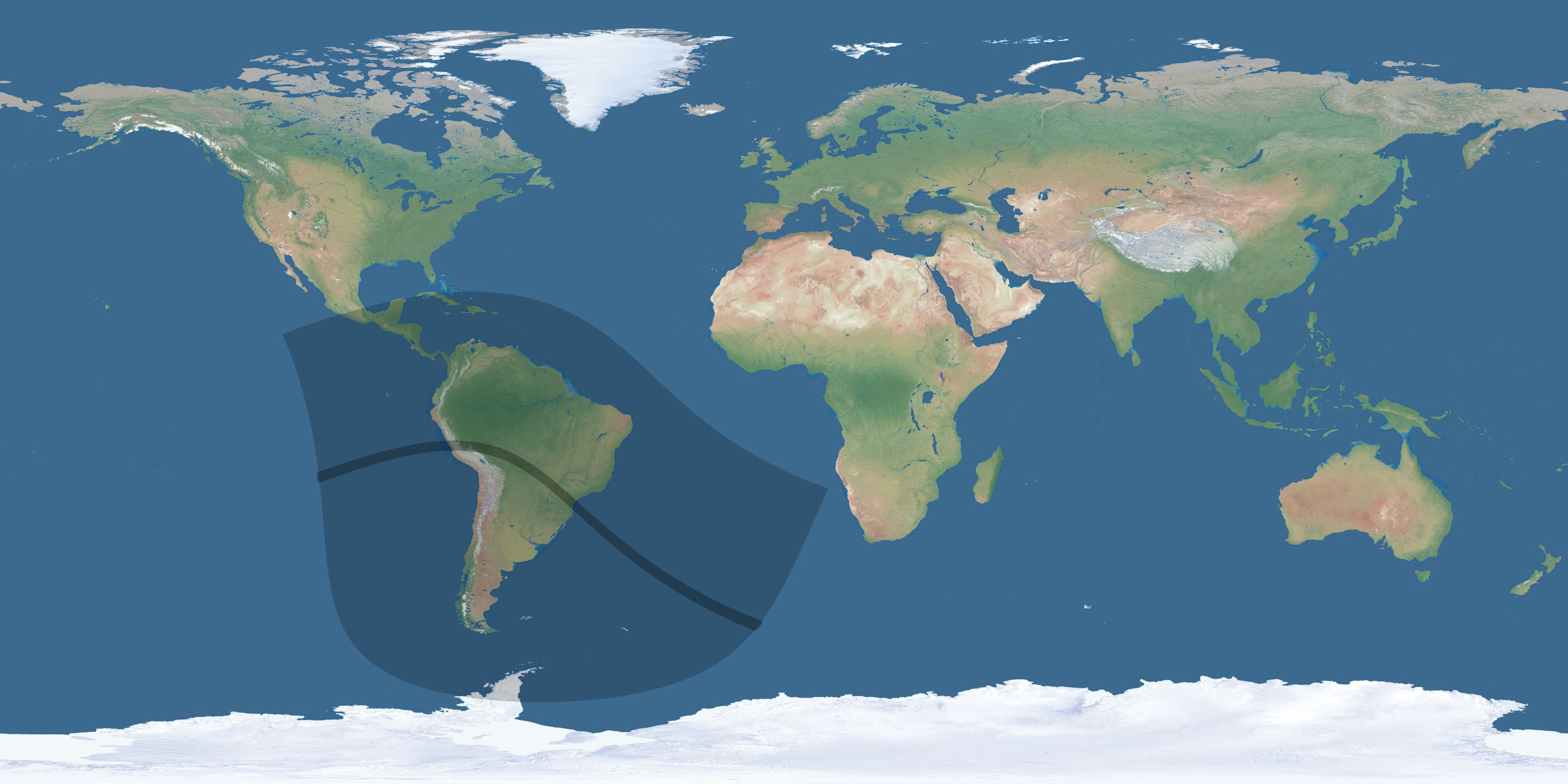 Map of the umbra and penumbra path of the solar eclipse of 07/17/1395