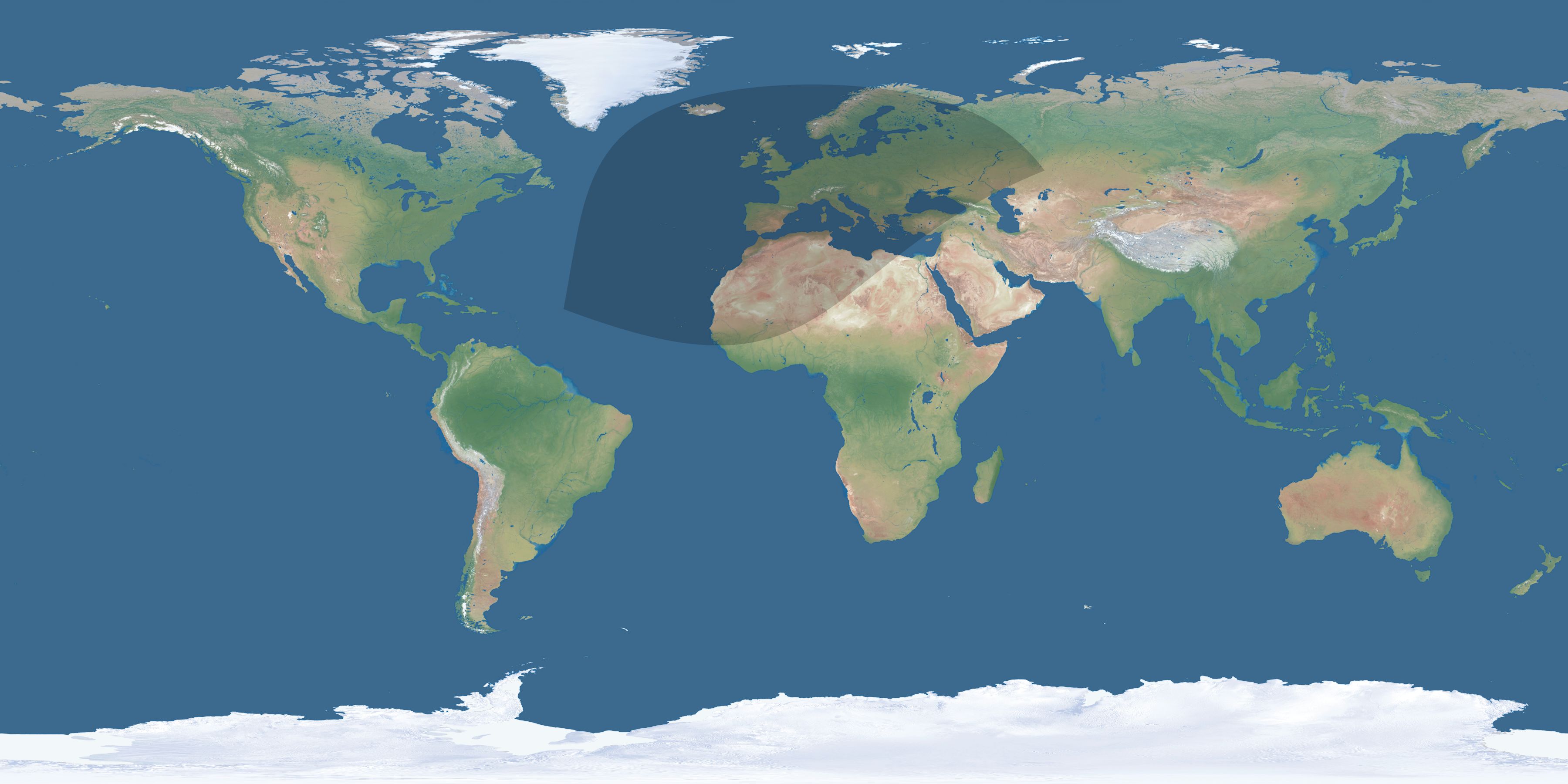 Map of the umbra and penumbra path of the solar eclipse of 01/11/1396