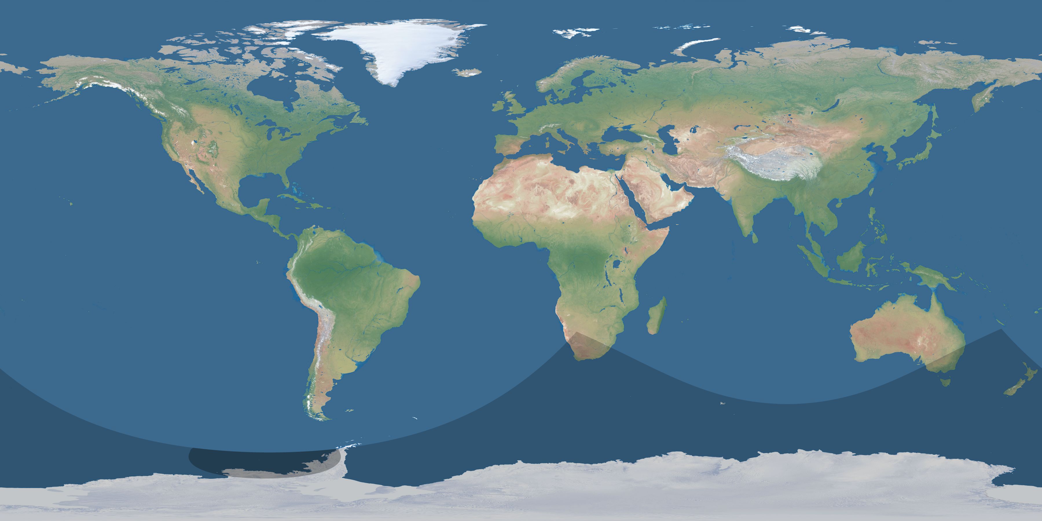 Map of the umbra and penumbra path of the solar eclipse of 12/01/1396
