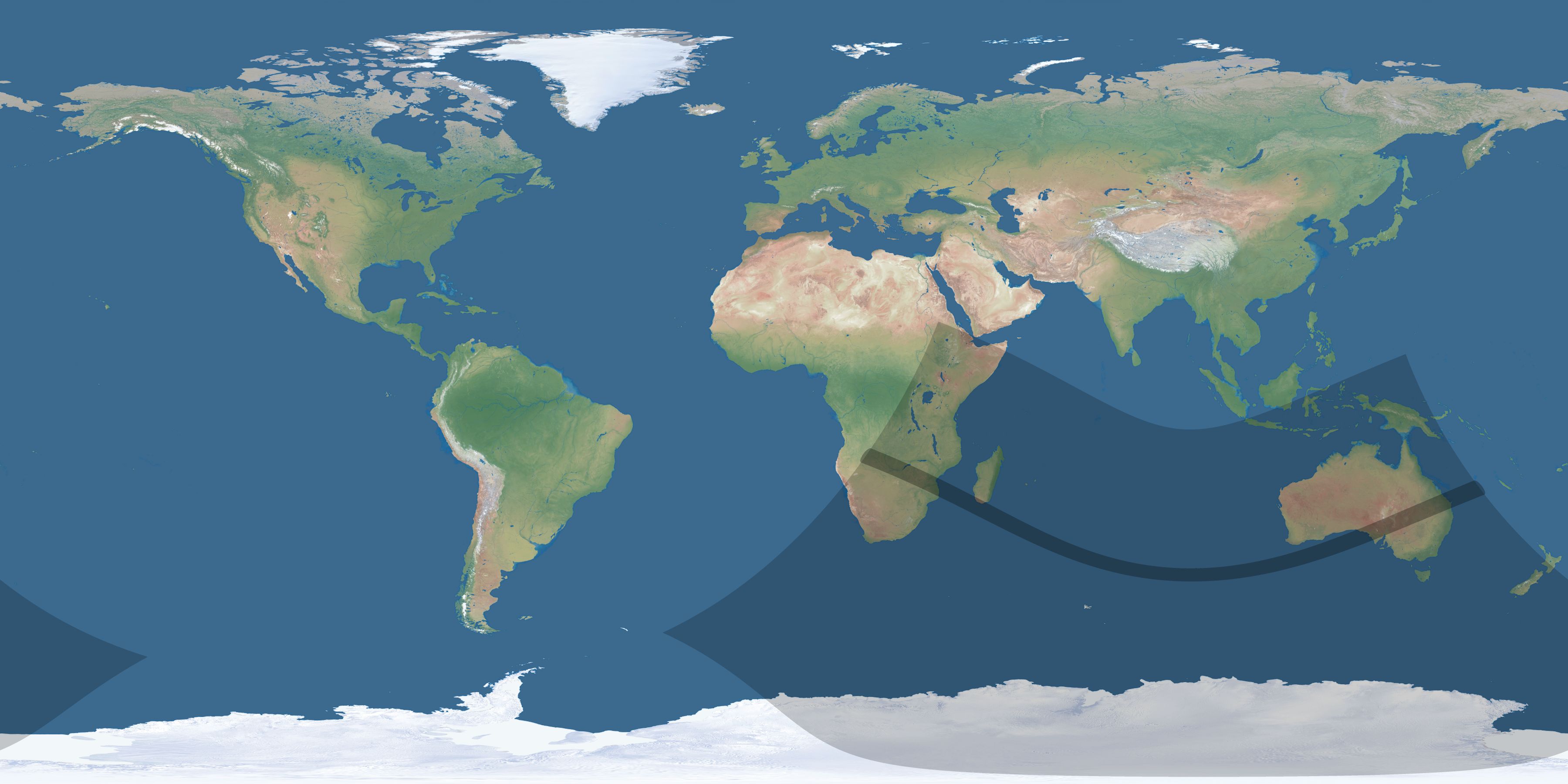 Map of the umbra and penumbra path of the solar eclipse of 11/20/1397