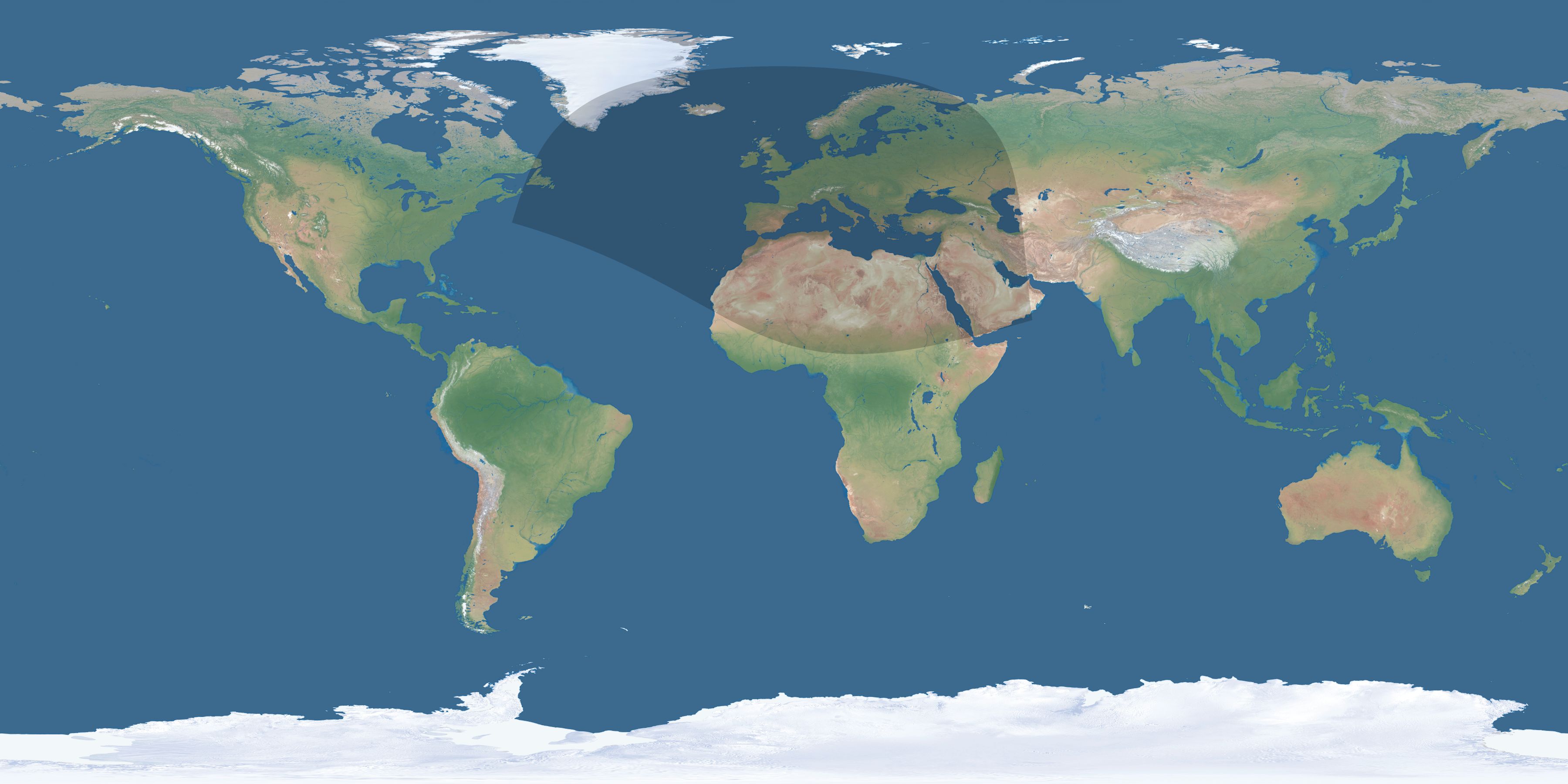 Map of the umbra and penumbra path of the solar eclipse of 10/29/1399