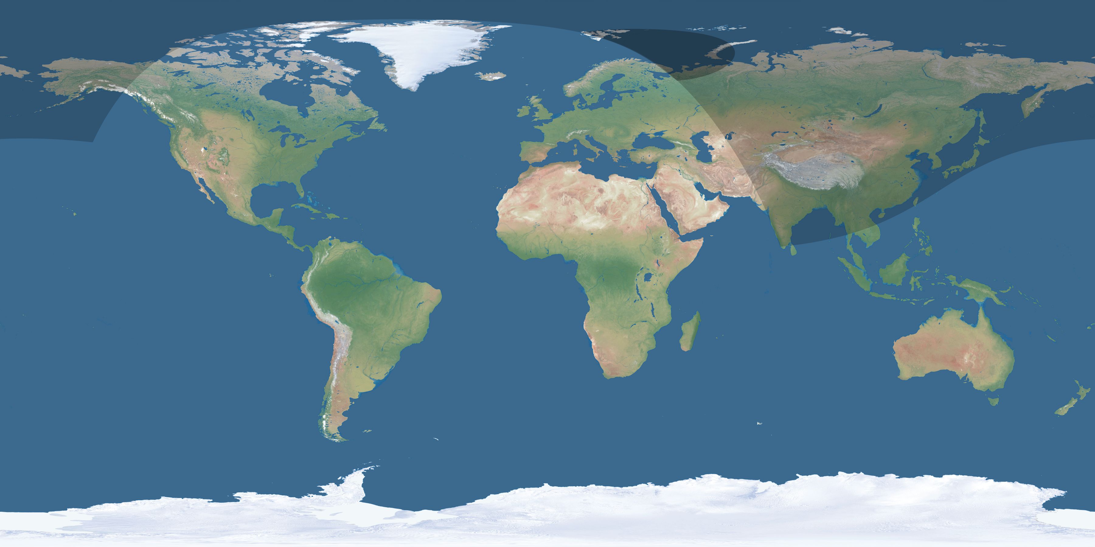 Map of the umbra and penumbra path of the solar eclipse of 03/26/1400