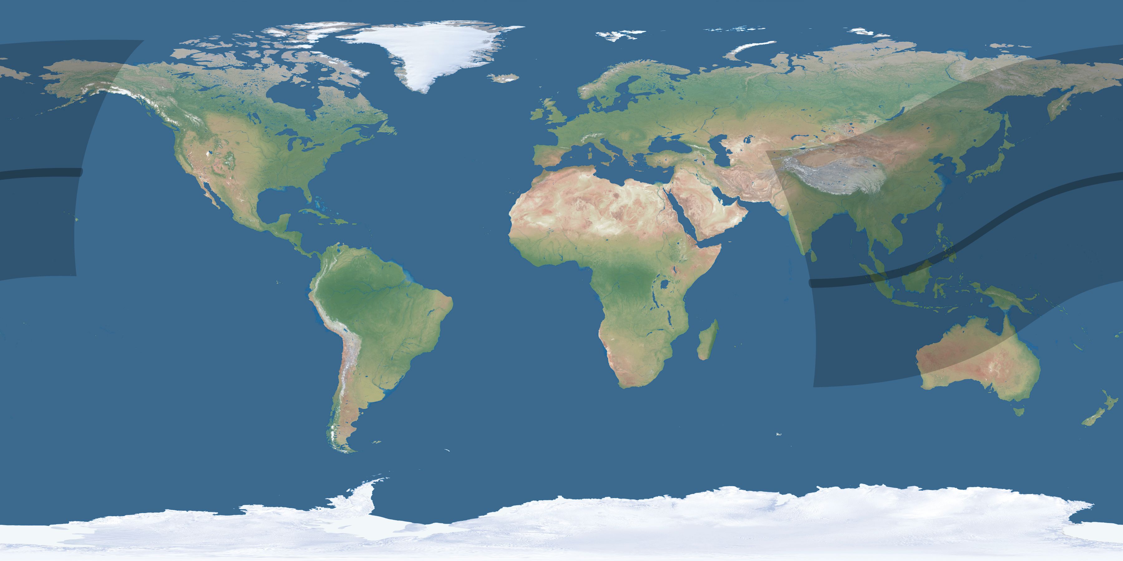 Map of the umbra and penumbra path of the solar eclipse of 03/15/1401