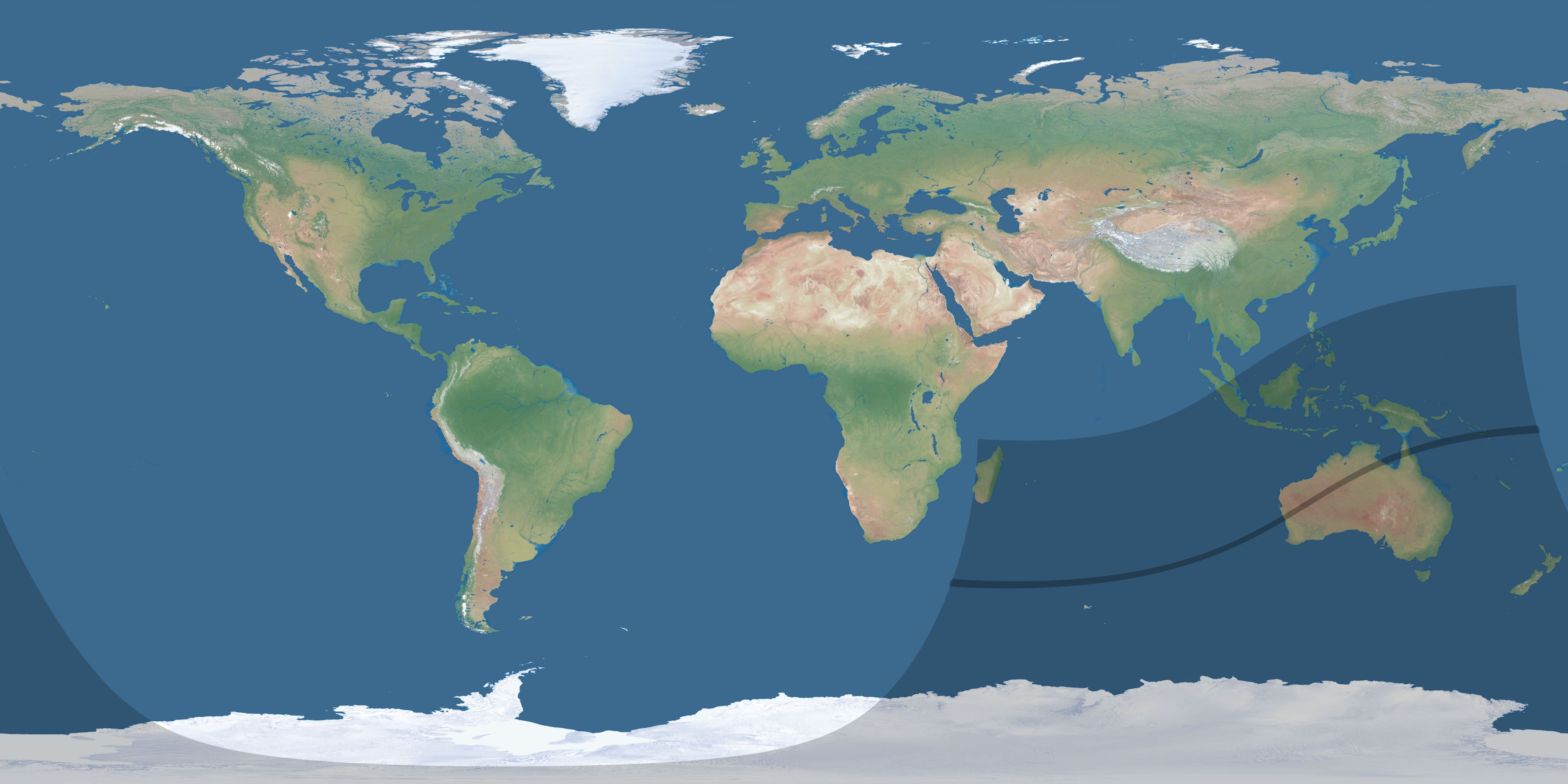 Map of the umbra and penumbra path of the solar eclipse of 03/04/1402
