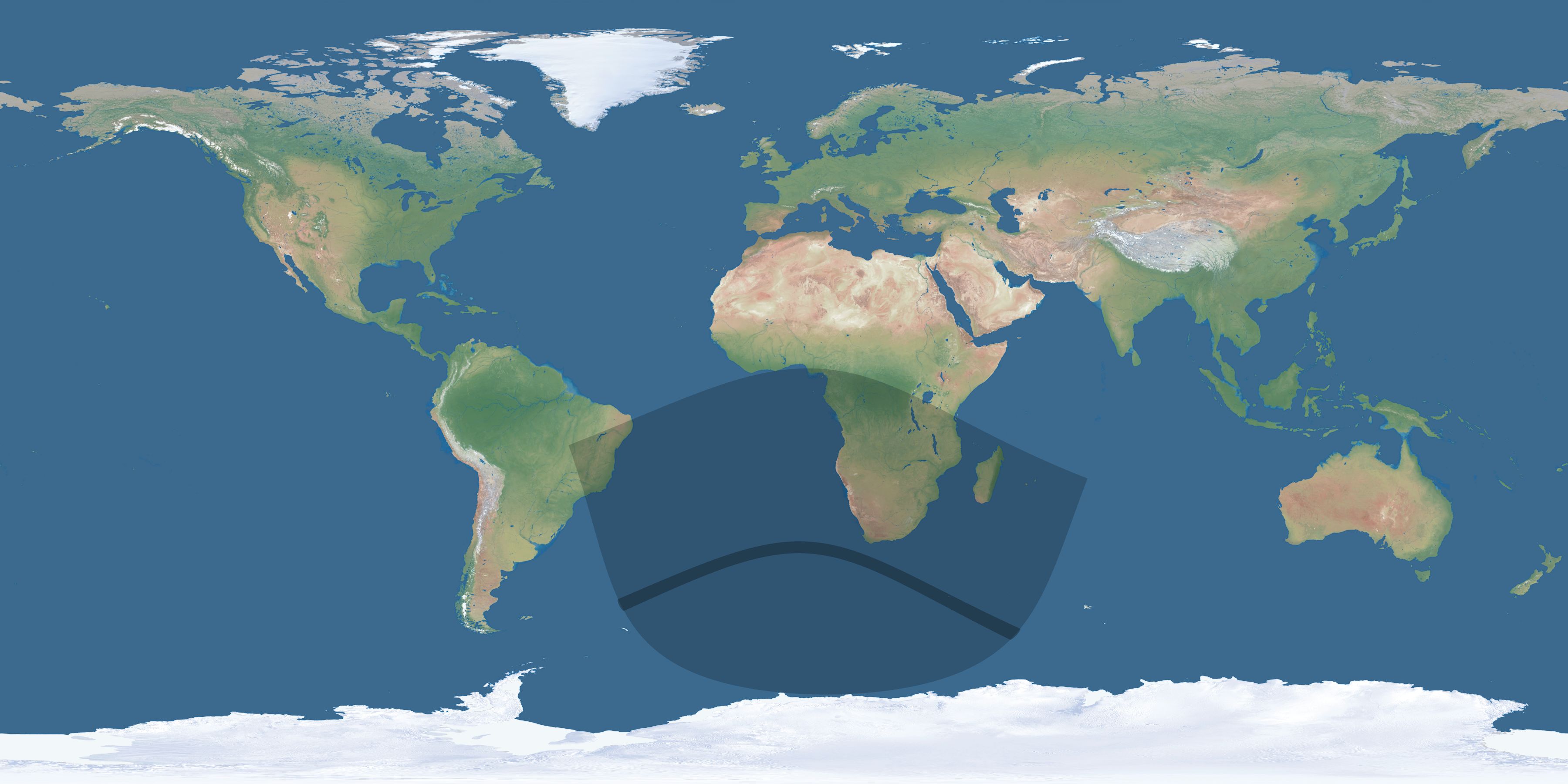 Map of the umbra and penumbra path of the solar eclipse of 07/07/1404