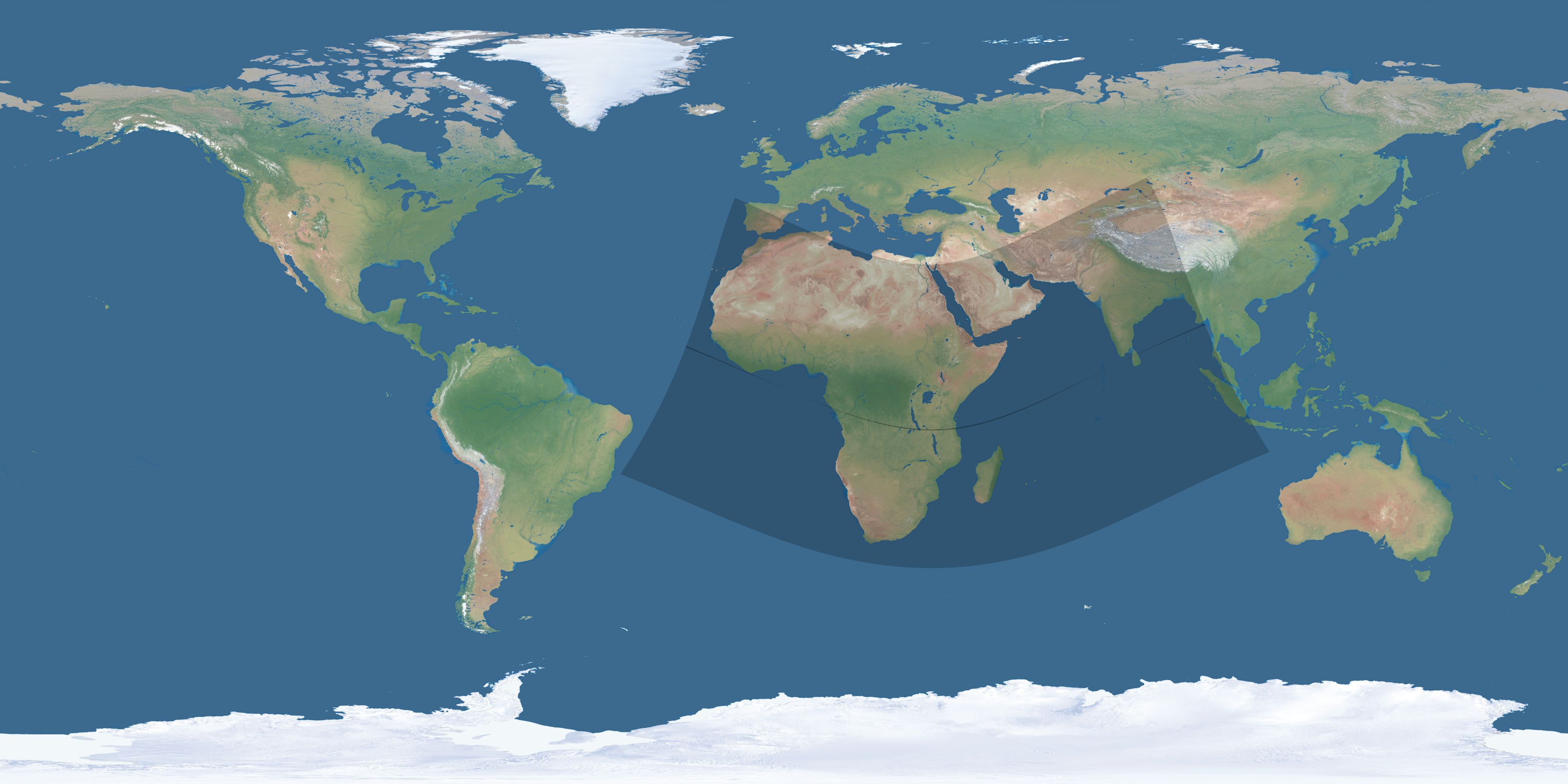 Map of the umbra and penumbra path of the solar eclipse of 01/01/1405