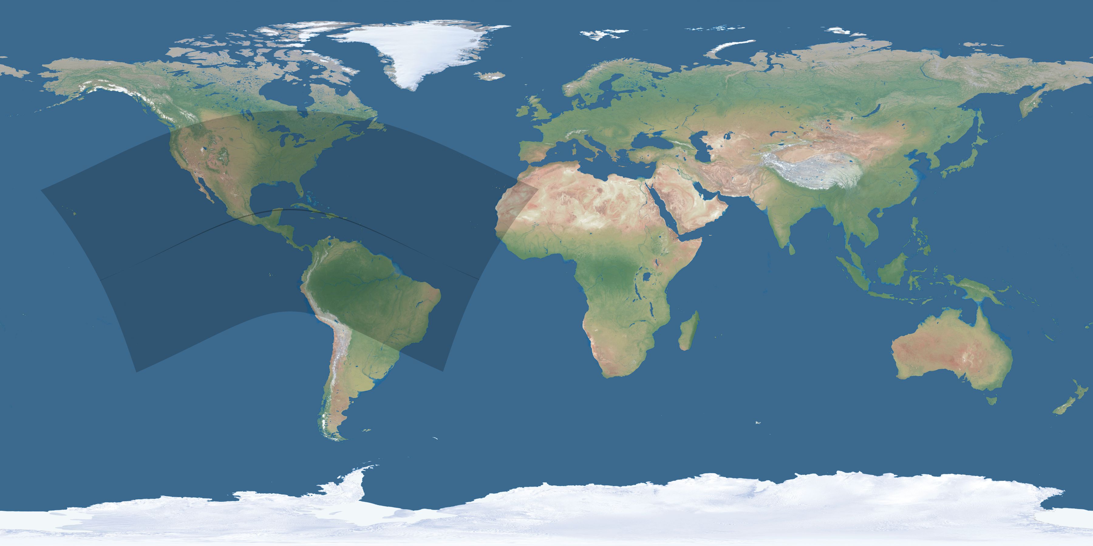 Map of the umbra and penumbra path of the solar eclipse of 06/26/1405
