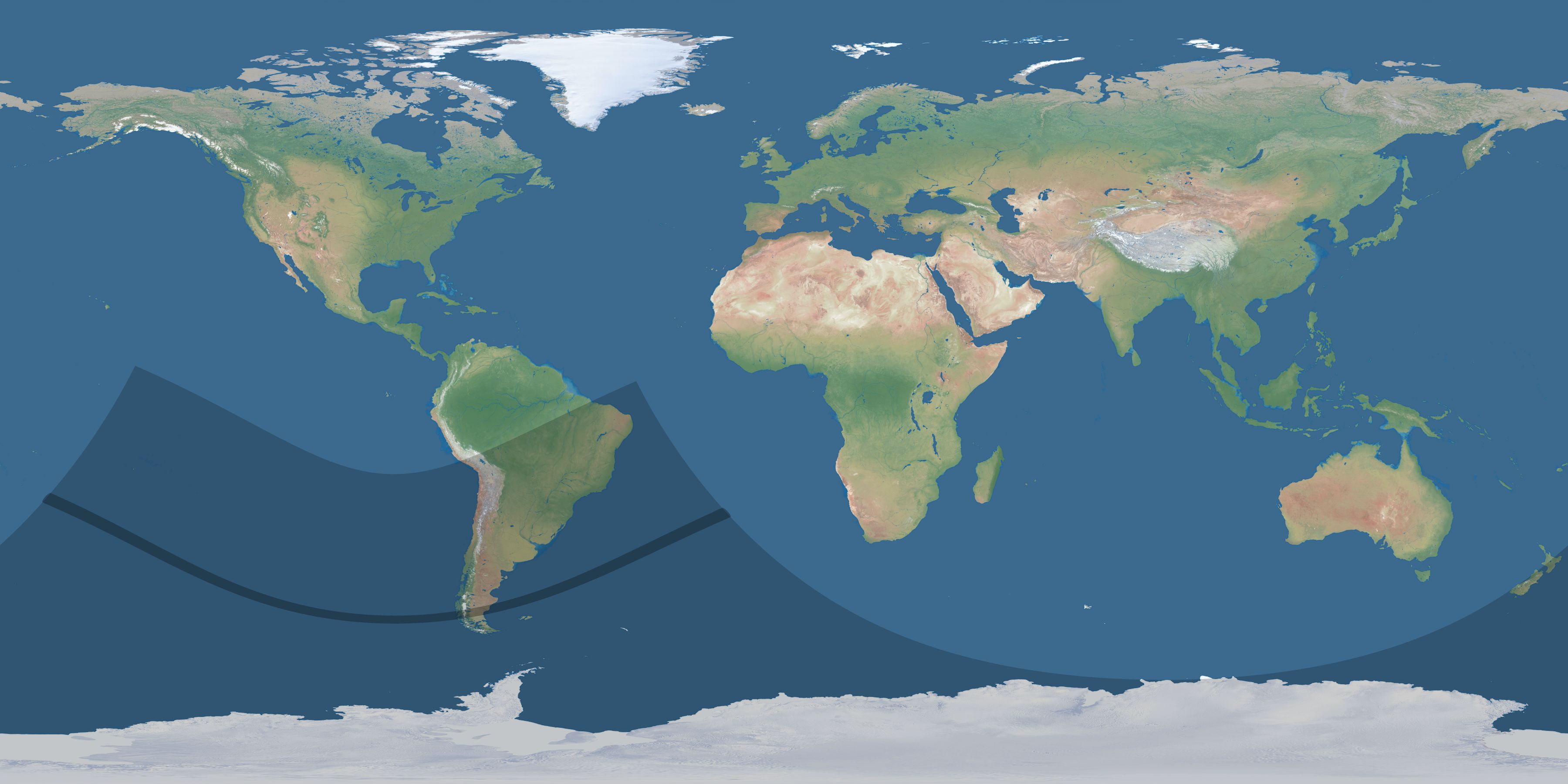 Map of the umbra and penumbra path of the solar eclipse of 12/21/1405
