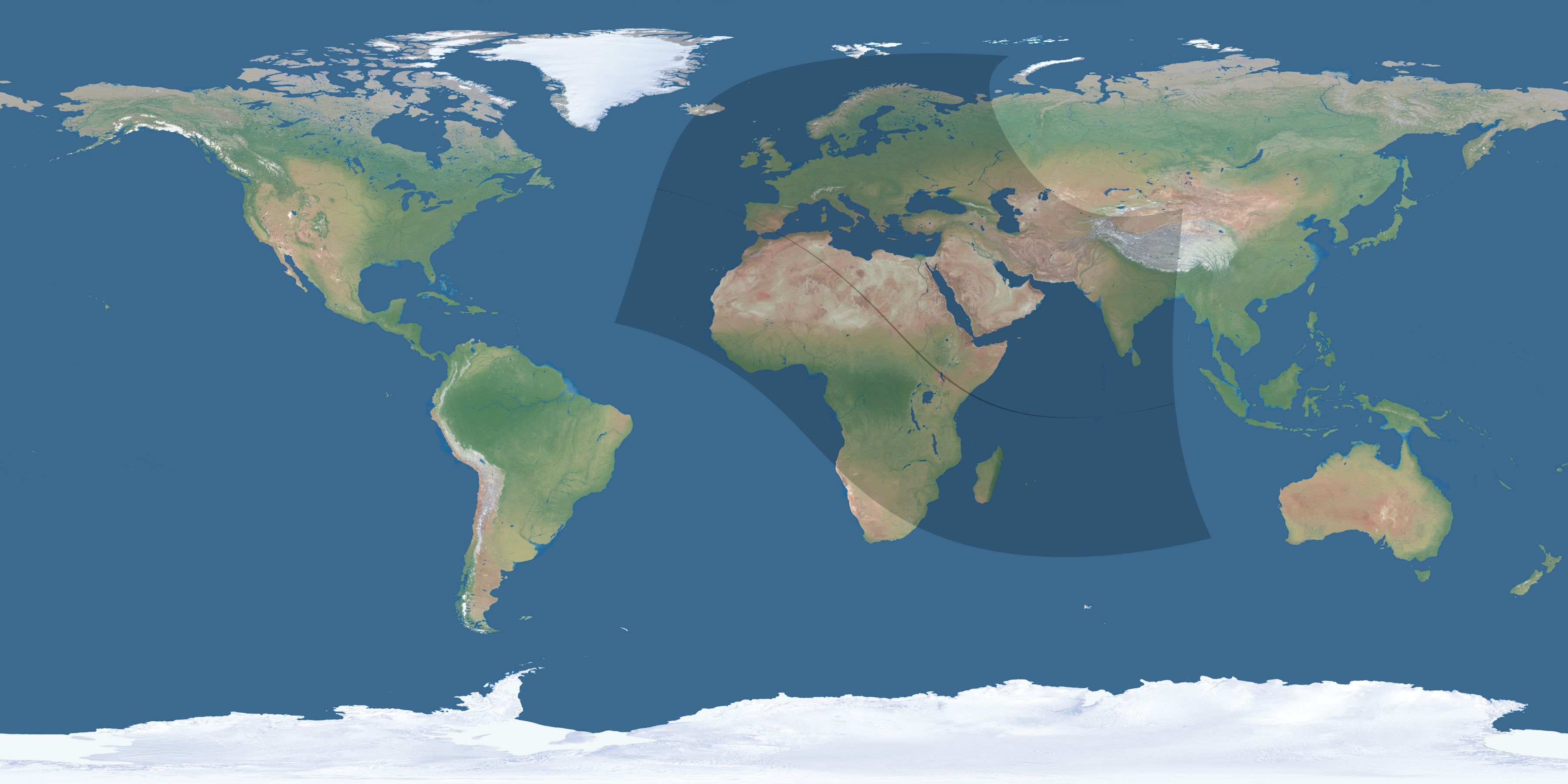 Map of the umbra and penumbra path of the solar eclipse of 10/19/1408
