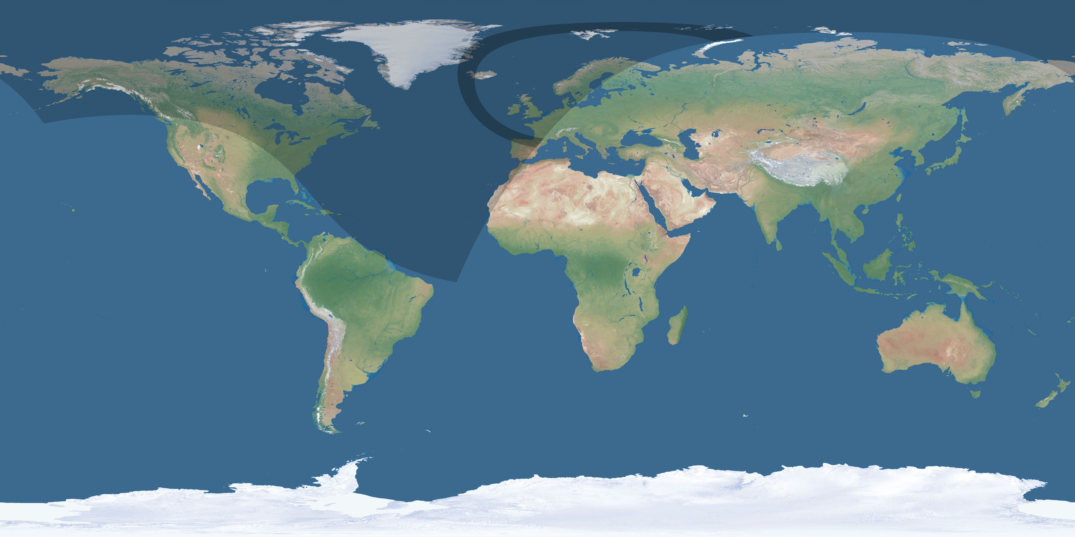 Map of the umbra and penumbra path of the solar eclipse of 08/19/1411