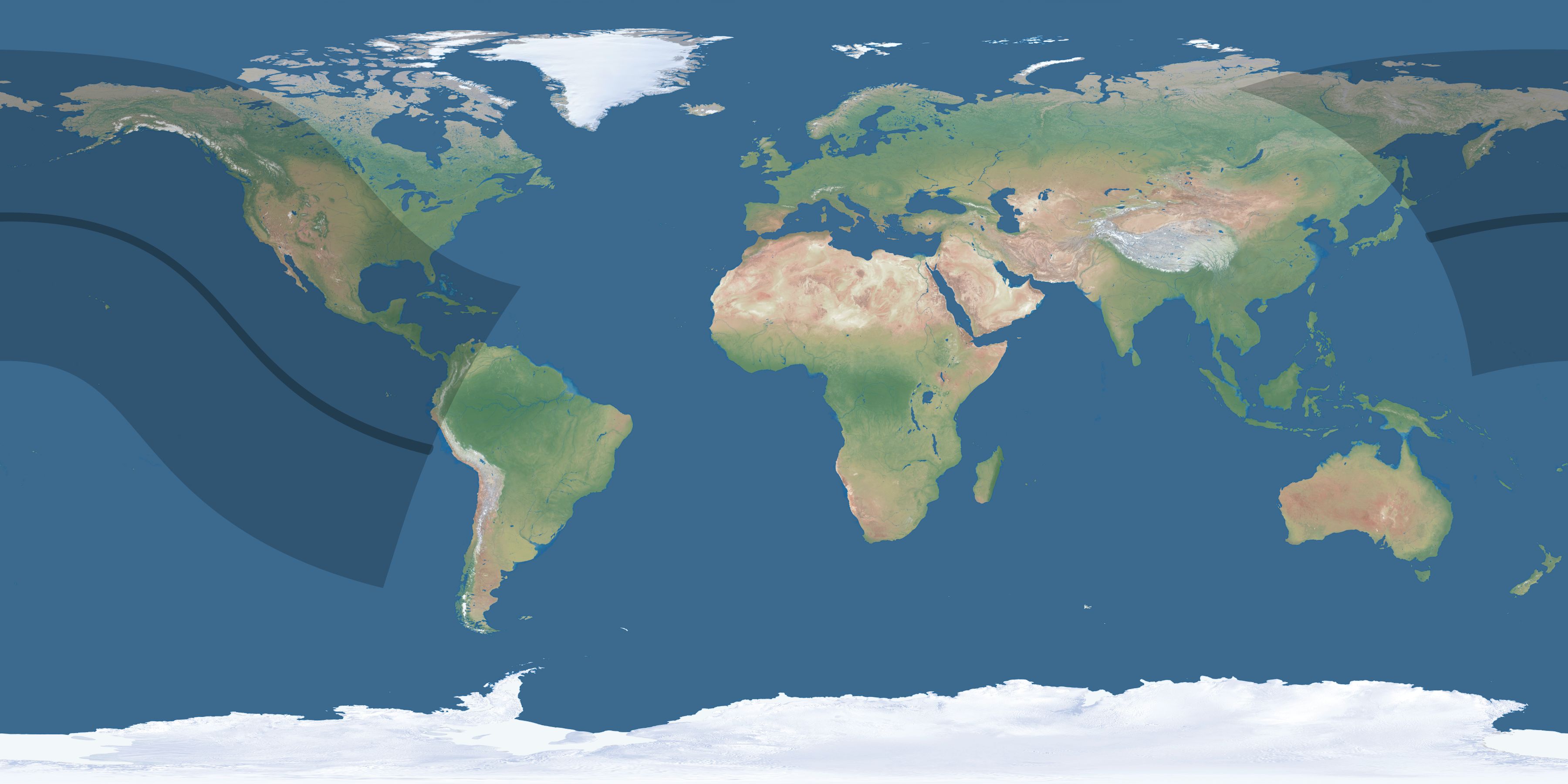 Map of the umbra and penumbra path of the solar eclipse of 08/07/1412