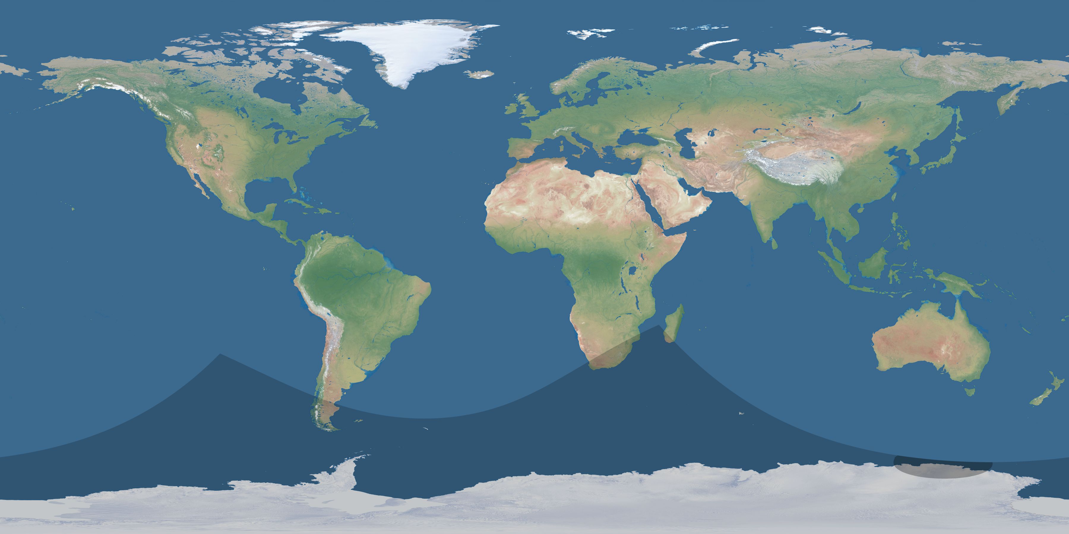 Map of the umbra and penumbra path of the solar eclipse of 12/12/1414