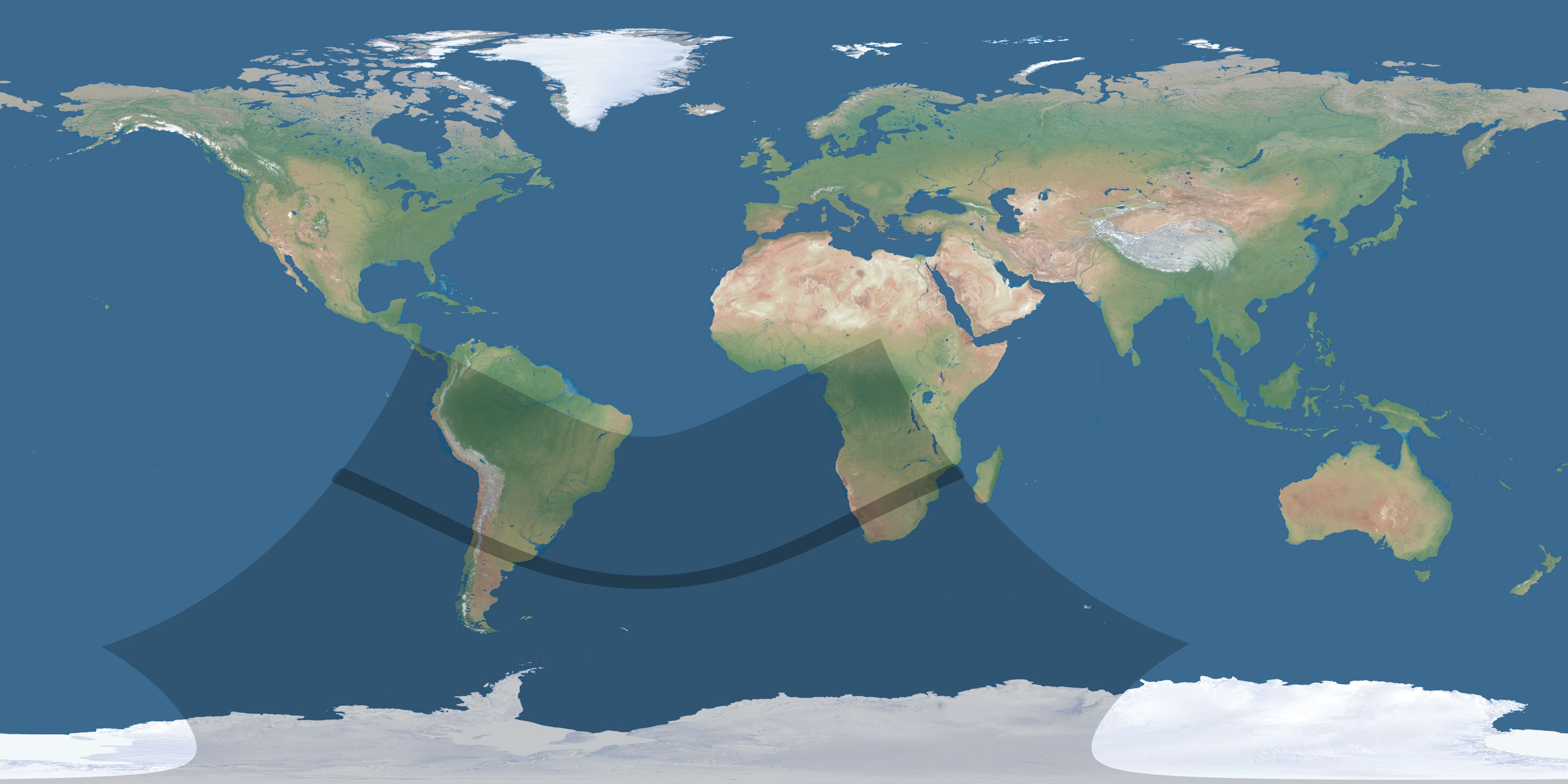 Map of the umbra and penumbra path of the solar eclipse of 12/01/1415