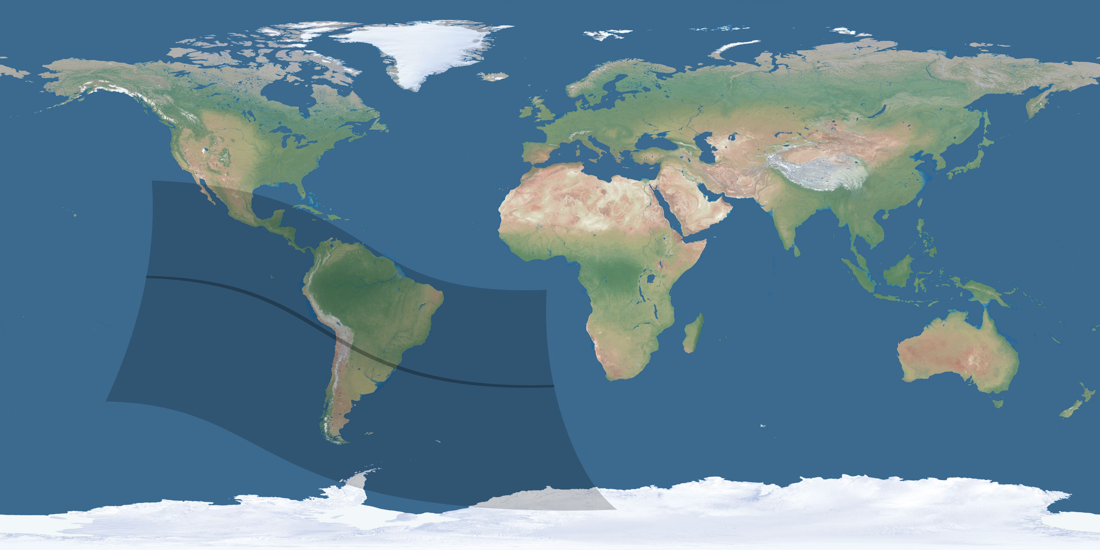 Map of the umbra and penumbra path of the solar eclipse of 09/19/1419