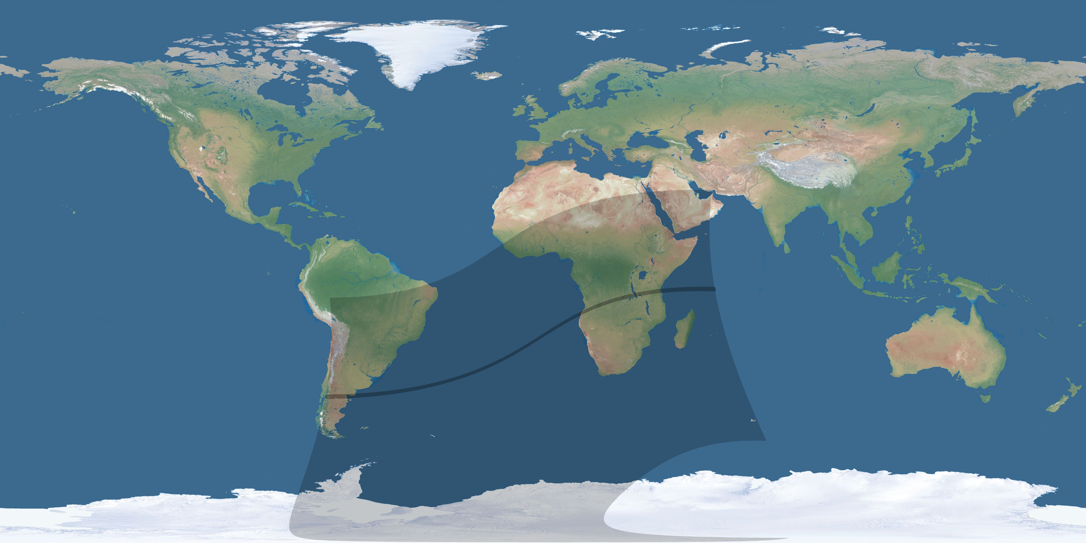 Map of the umbra and penumbra path of the solar eclipse of 03/14/1420