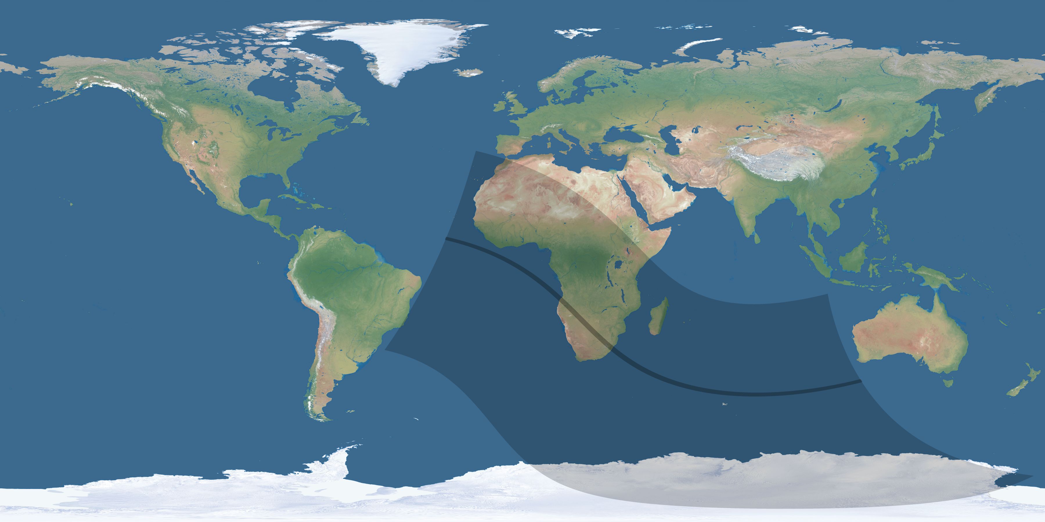Map of the umbra and penumbra path of the solar eclipse of 10/20/1427
