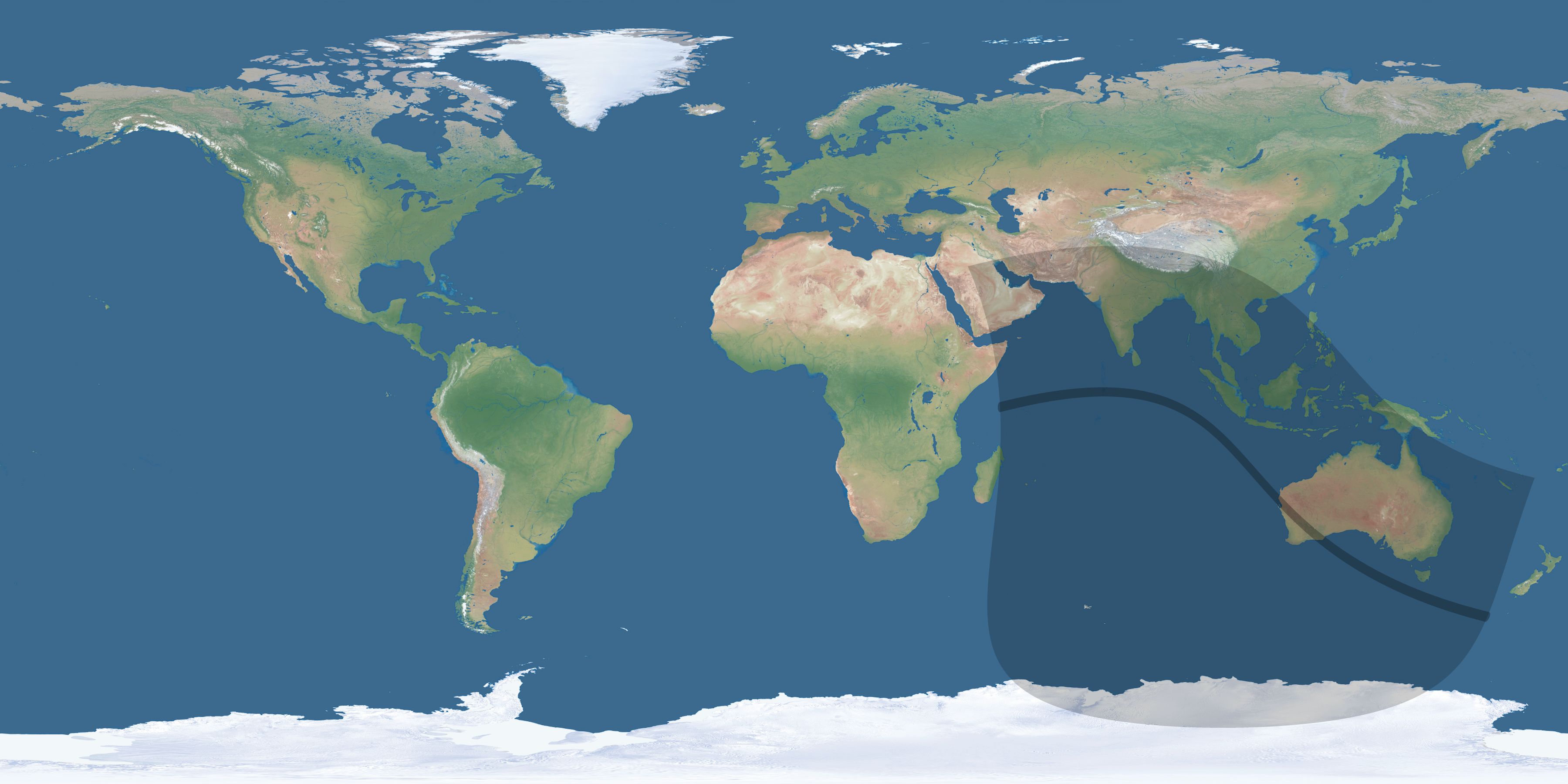 Map of the umbra and penumbra path of the solar eclipse of 08/08/1431