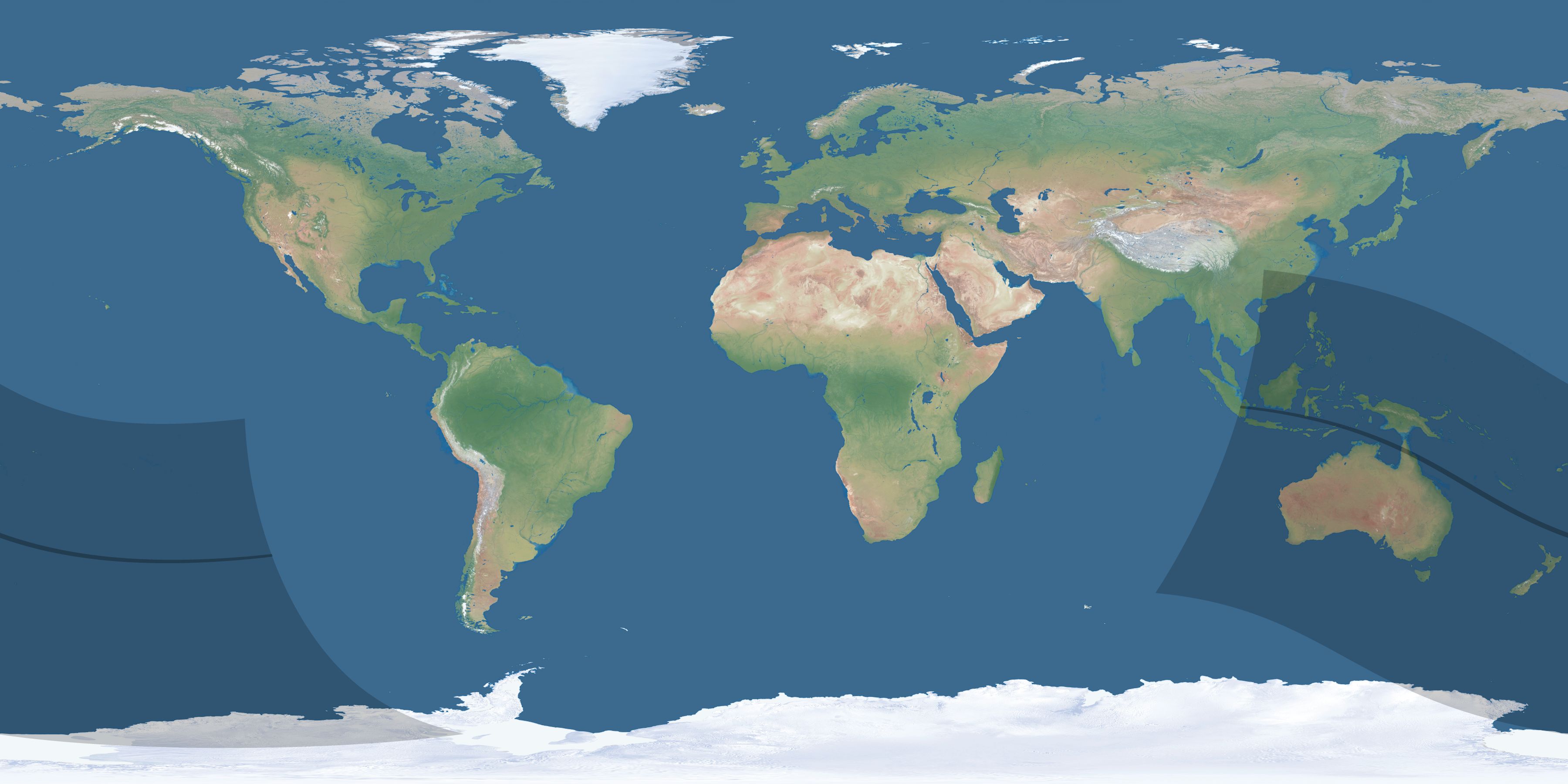 Map of the umbra and penumbra path of the solar eclipse of 09/30/1437