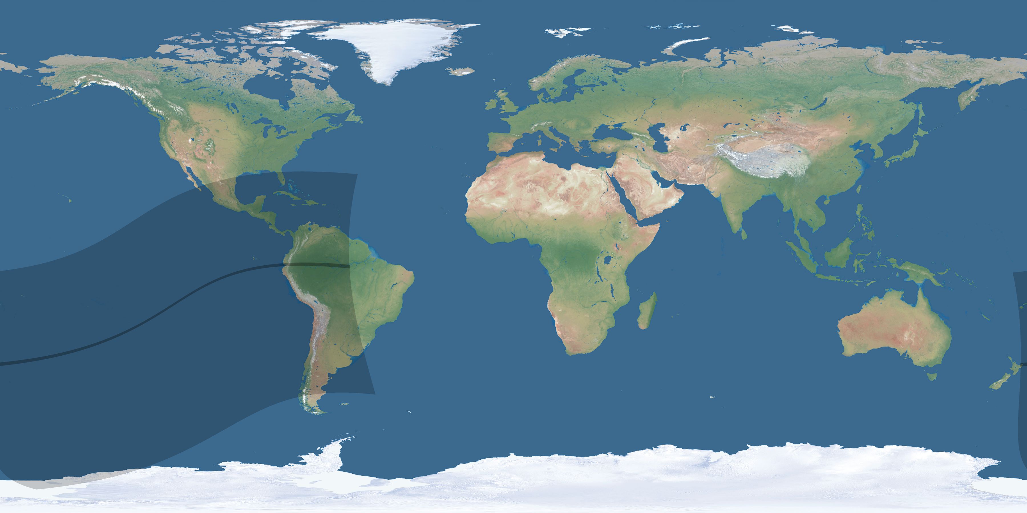 Map of the umbra and penumbra path of the solar eclipse of 03/25/1438
