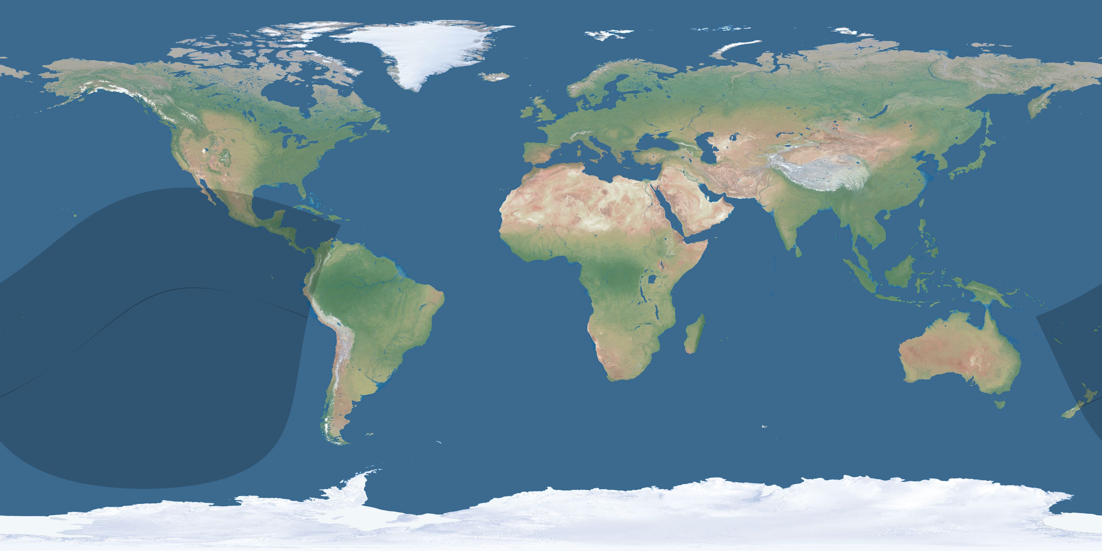 Map of the umbra and penumbra path of the solar eclipse of 05/17/1444