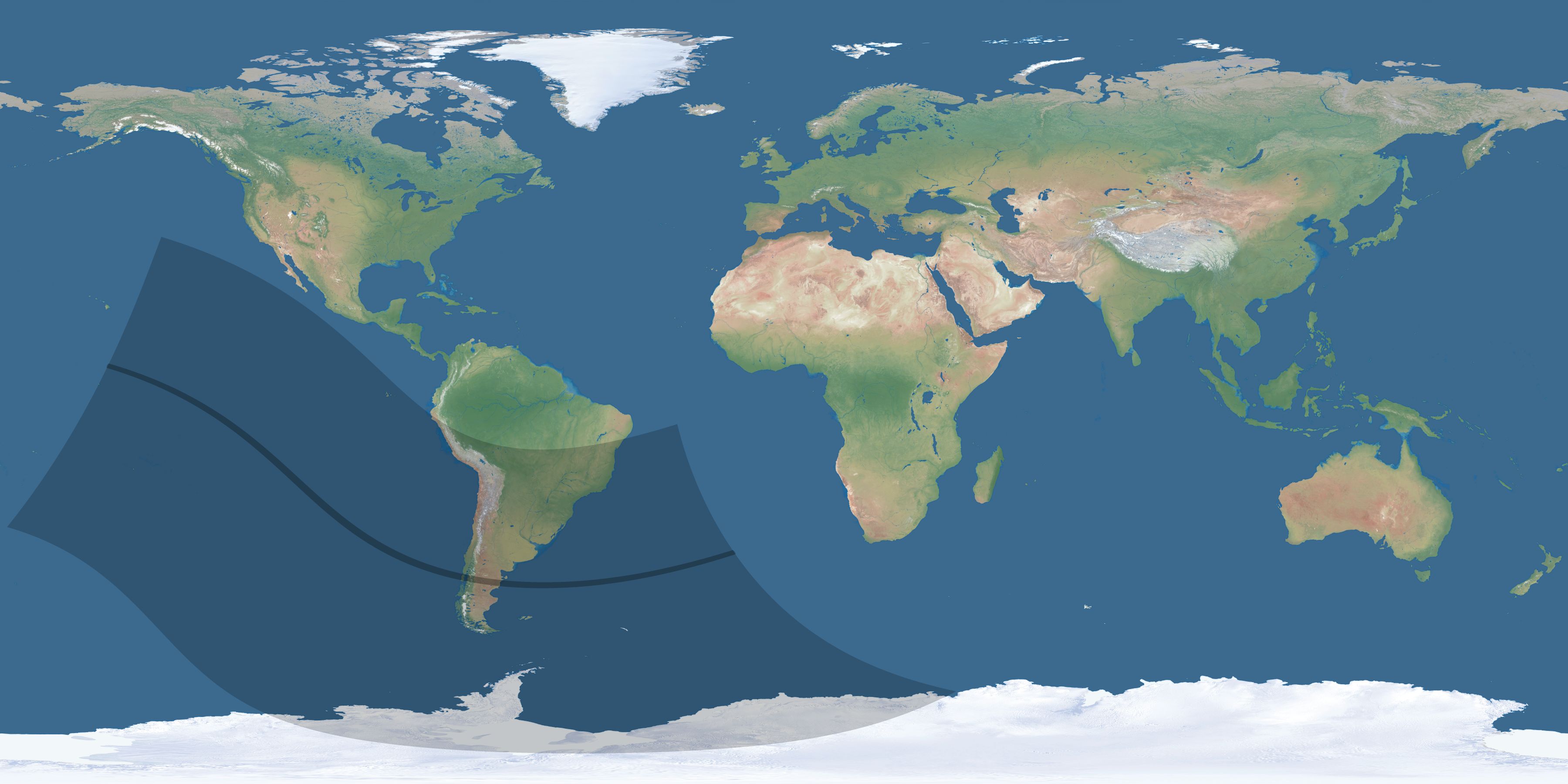Map of the umbra and penumbra path of the solar eclipse of 10/30/1445