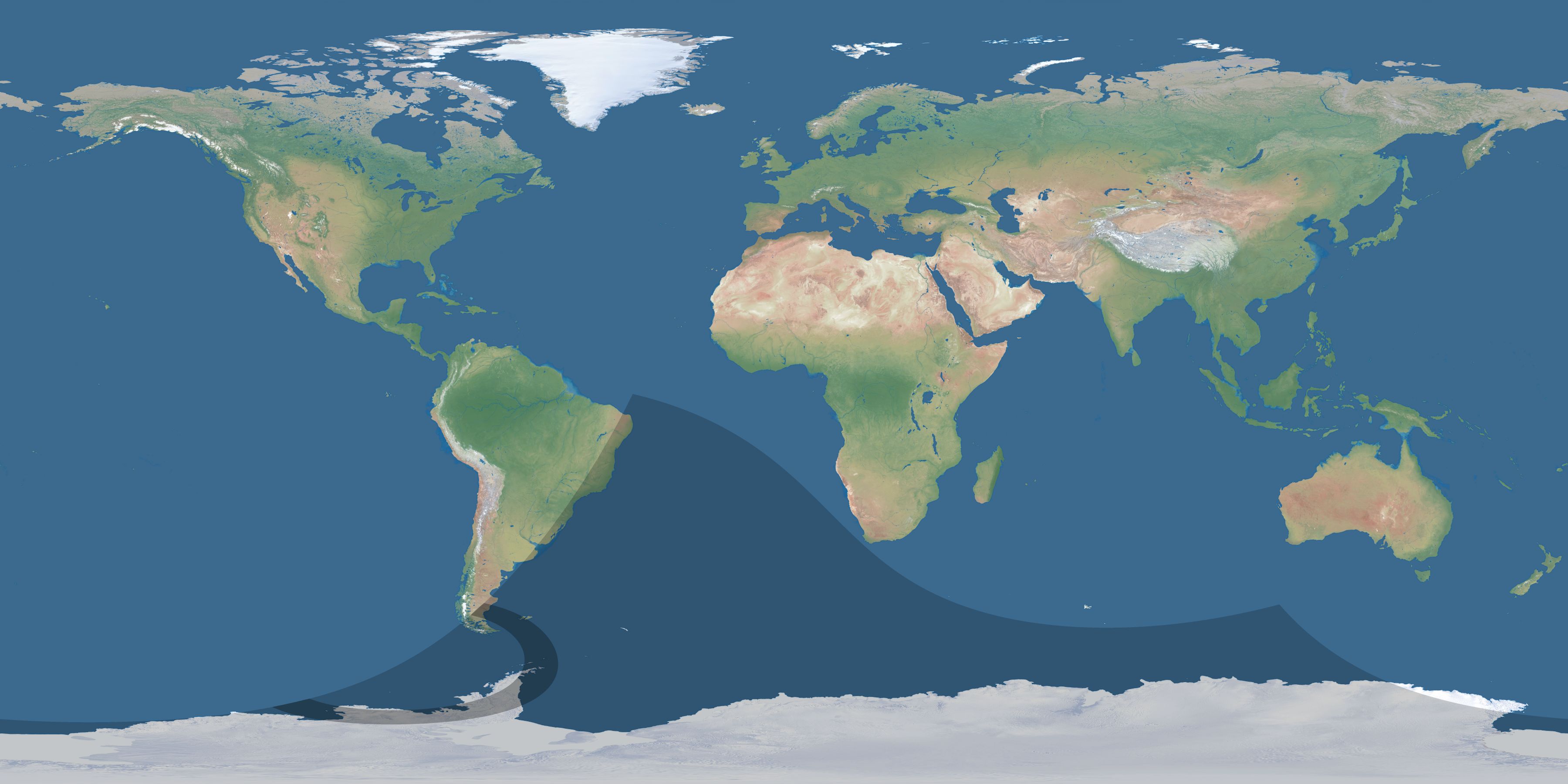 Map of the umbra and penumbra path of the solar eclipse of 10/20/1446