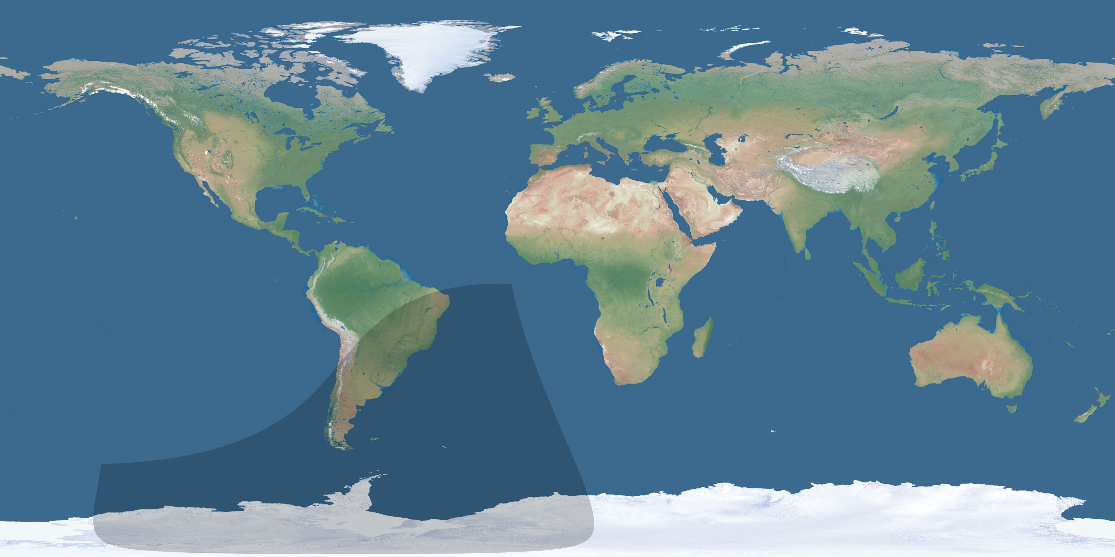 Map of the umbra and penumbra path of the solar eclipse of 03/16/1447