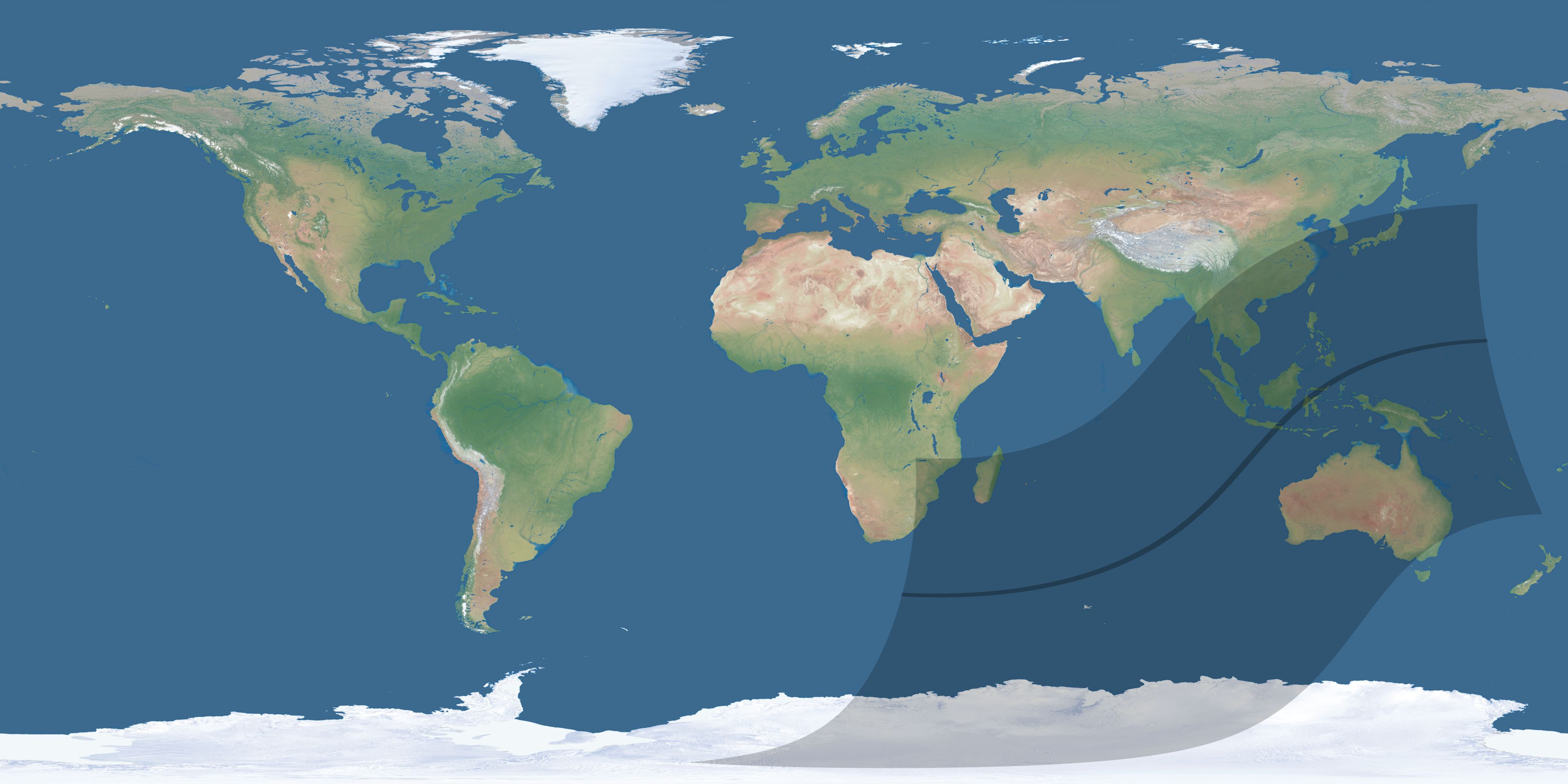 Map of the umbra and penumbra path of the solar eclipse of 03/05/1448