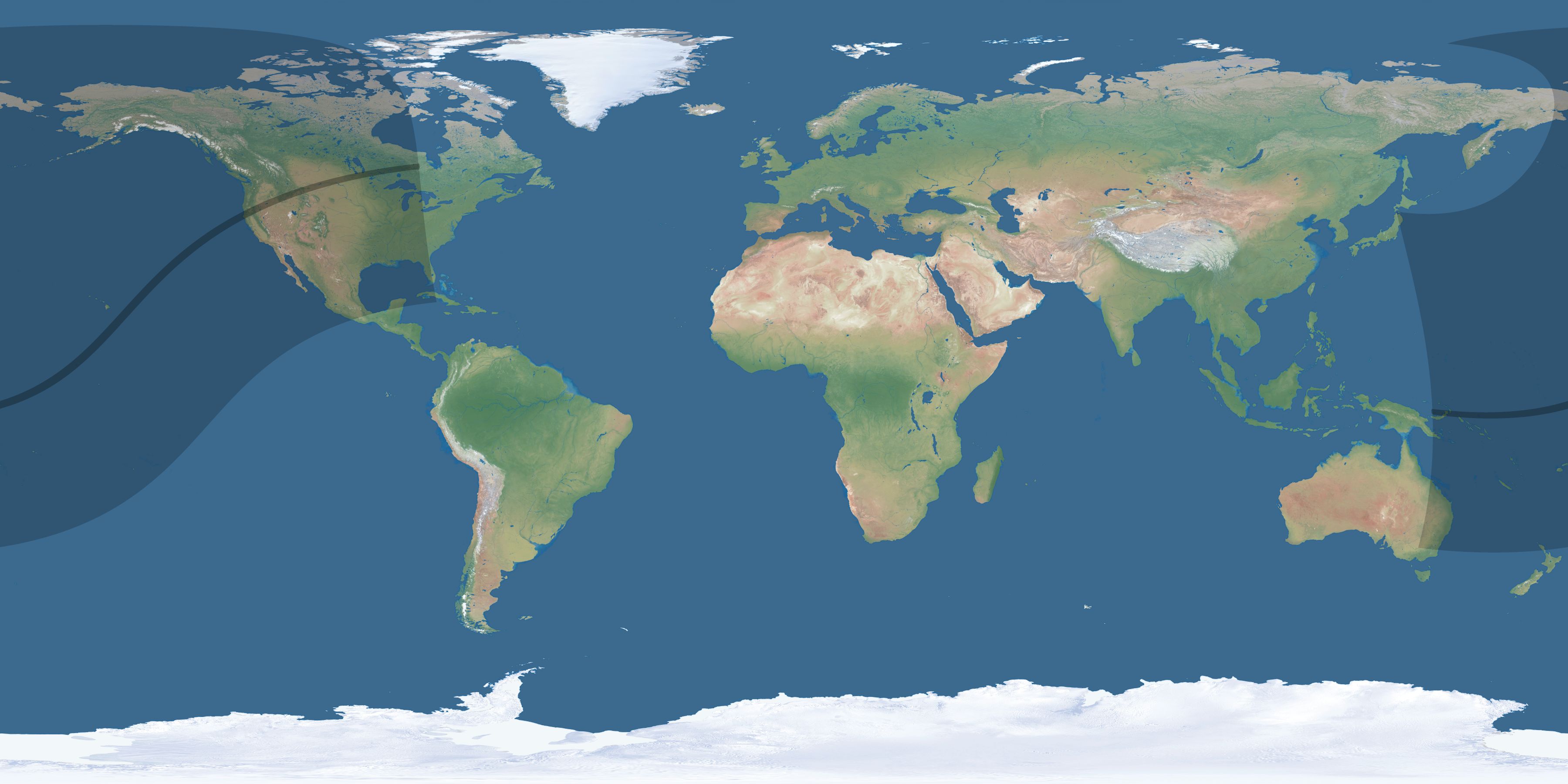 Map of the umbra and penumbra path of the solar eclipse of 02/22/1449