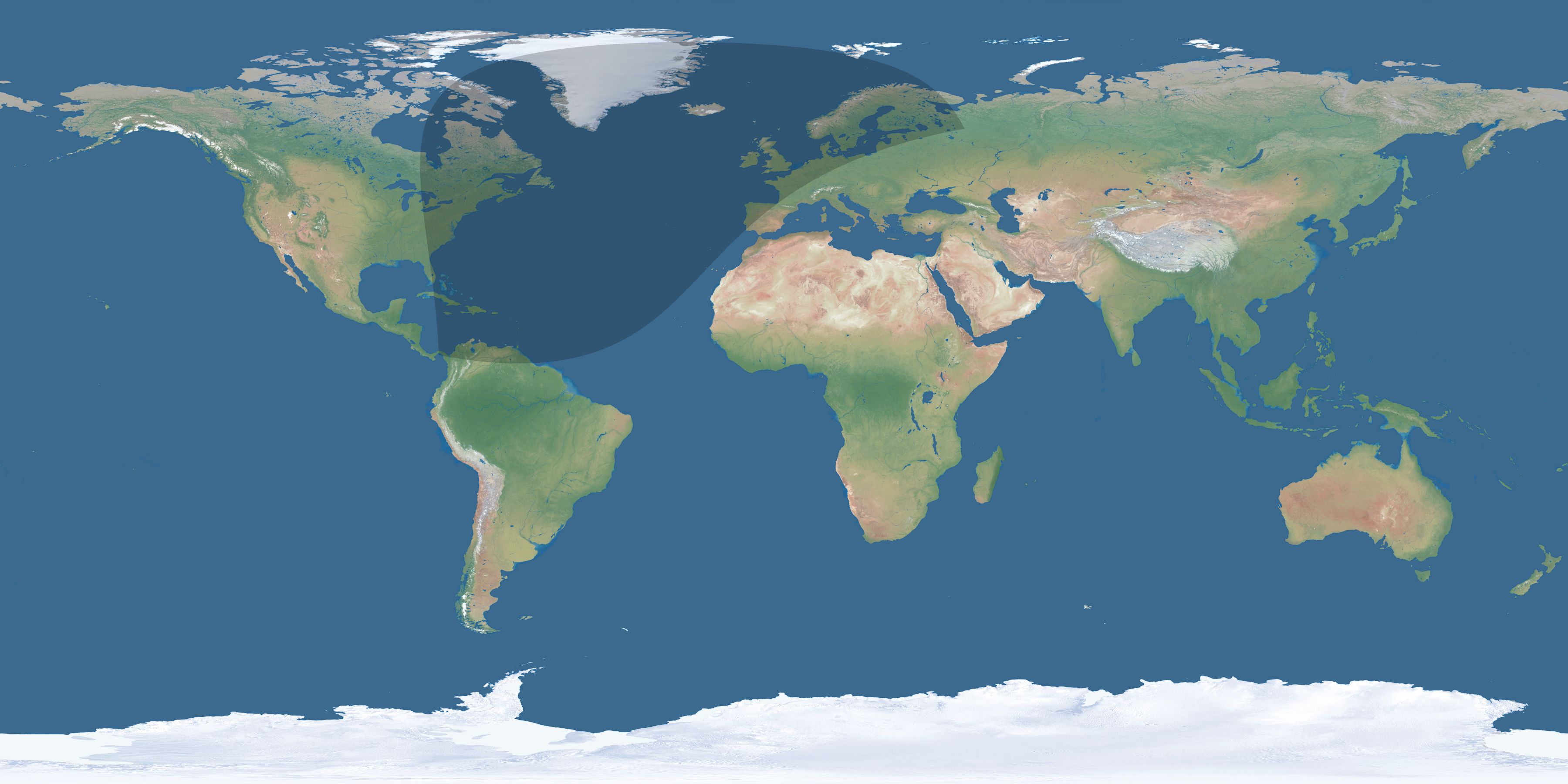 Map of the umbra and penumbra path of the solar eclipse of 02/12/1450