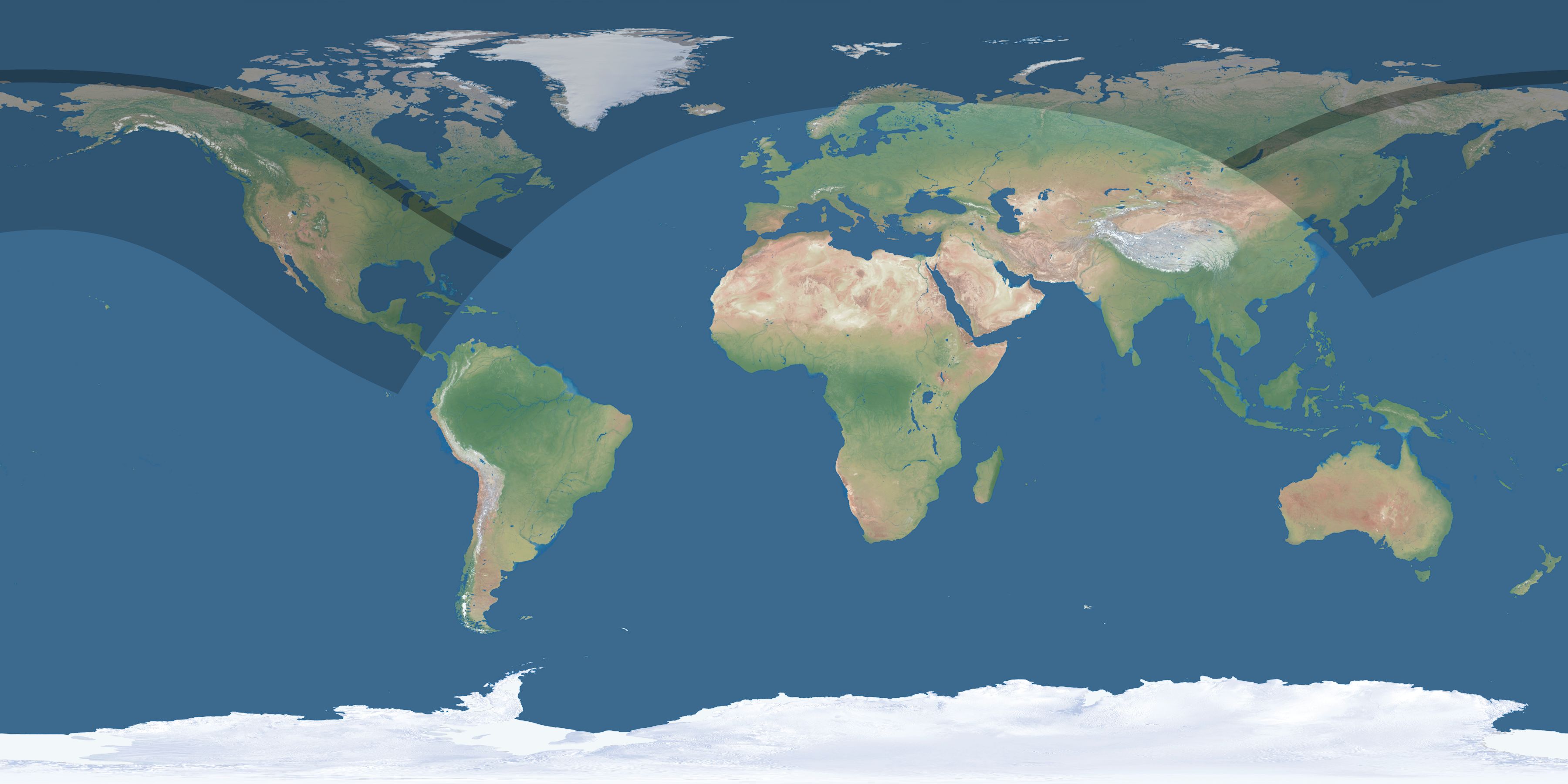 Map of the umbra and penumbra path of the solar eclipse of 06/28/1451