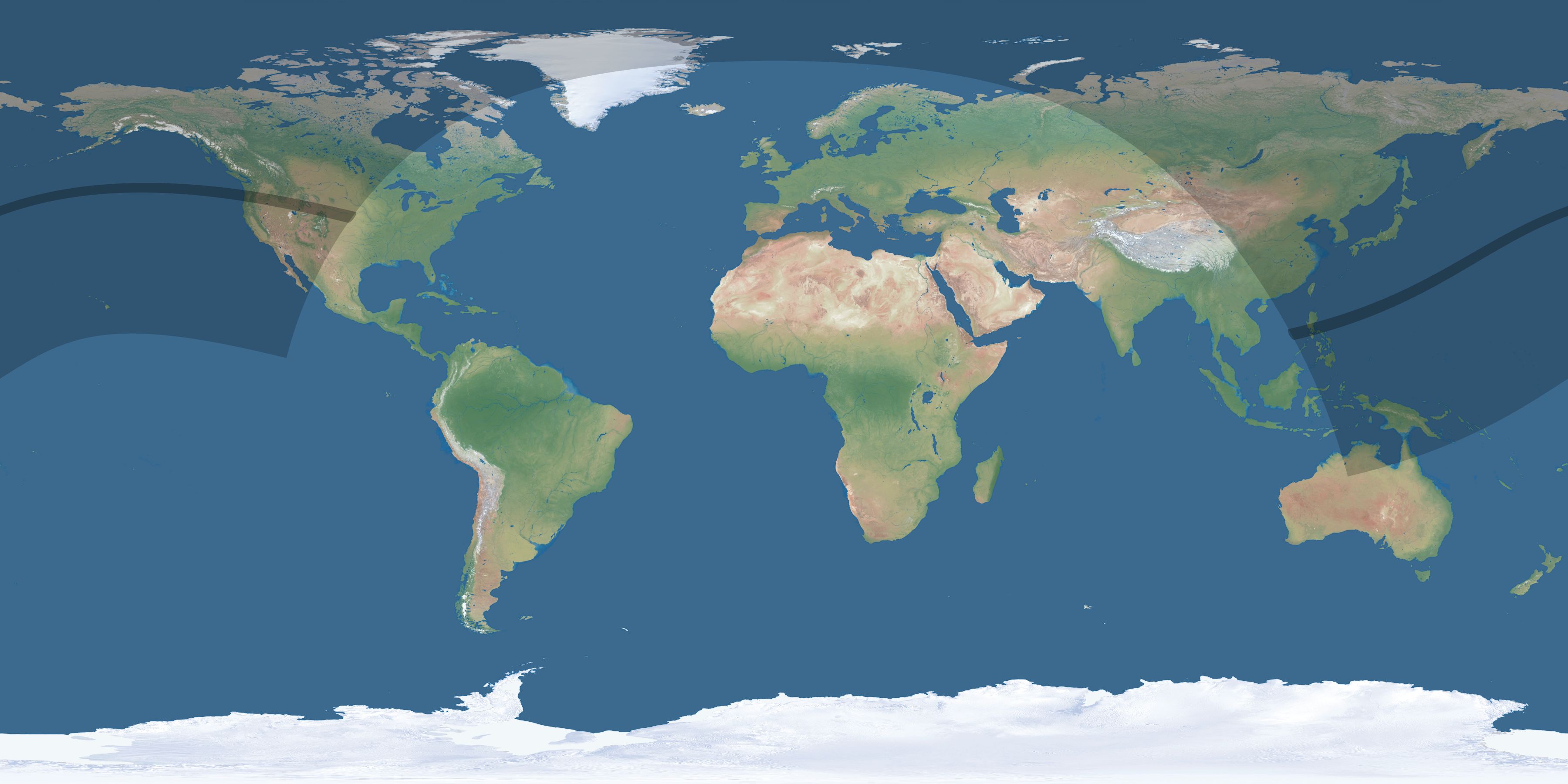 Map of the umbra and penumbra path of the solar eclipse of 04/16/1455