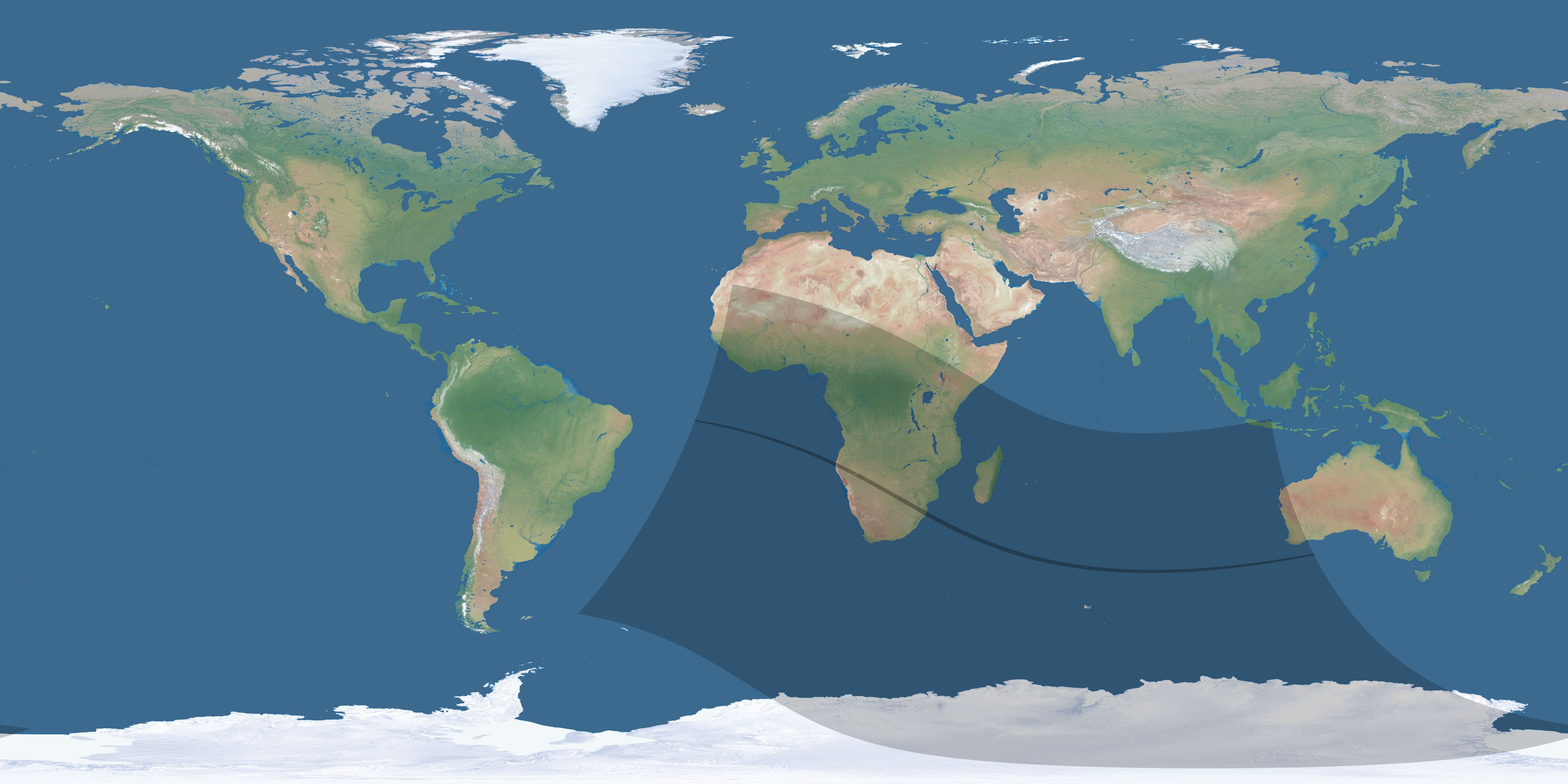 Map of the umbra and penumbra path of the solar eclipse of 10/11/1455